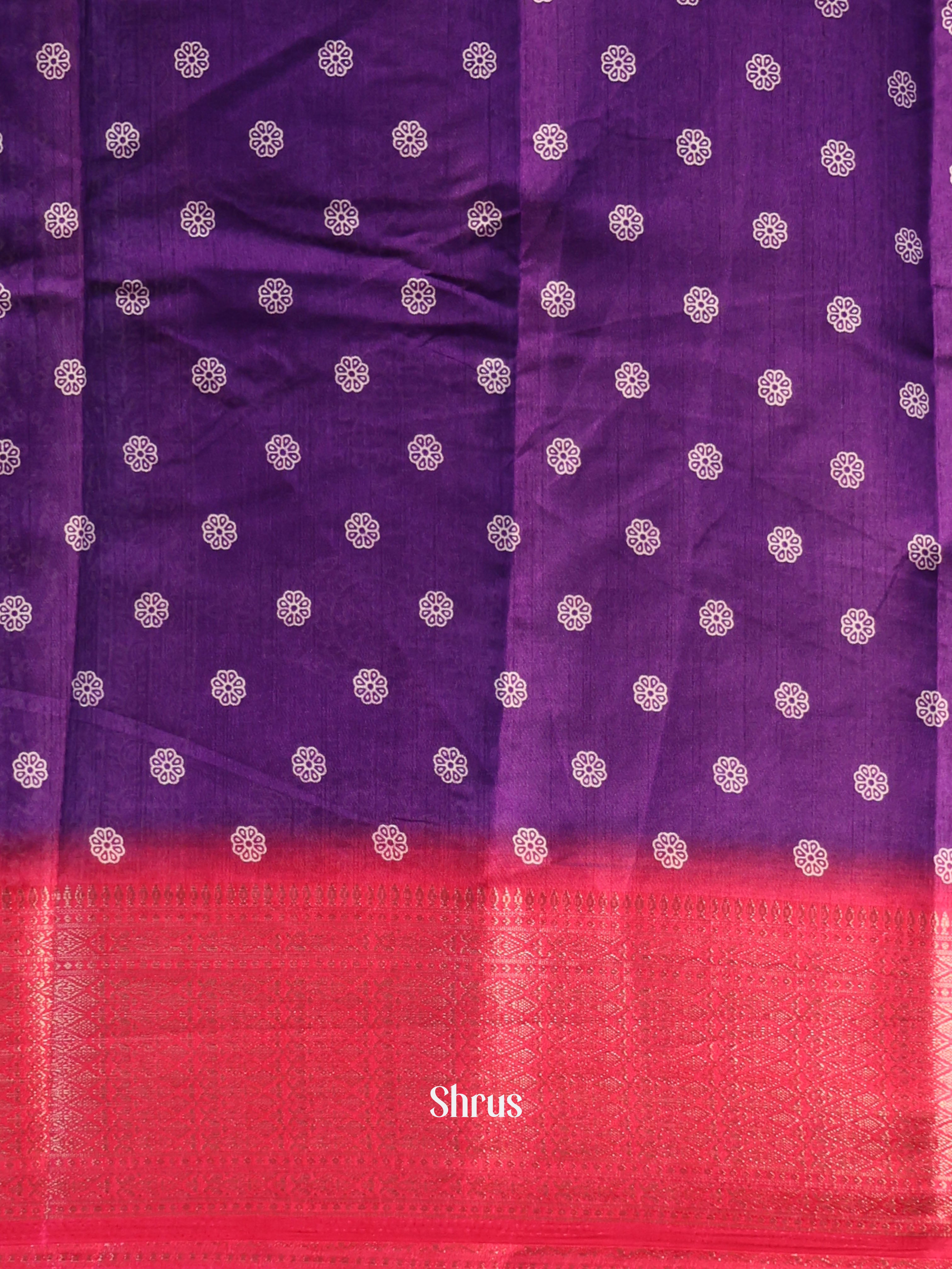 Violet & Pink- Semi Crepe Saree