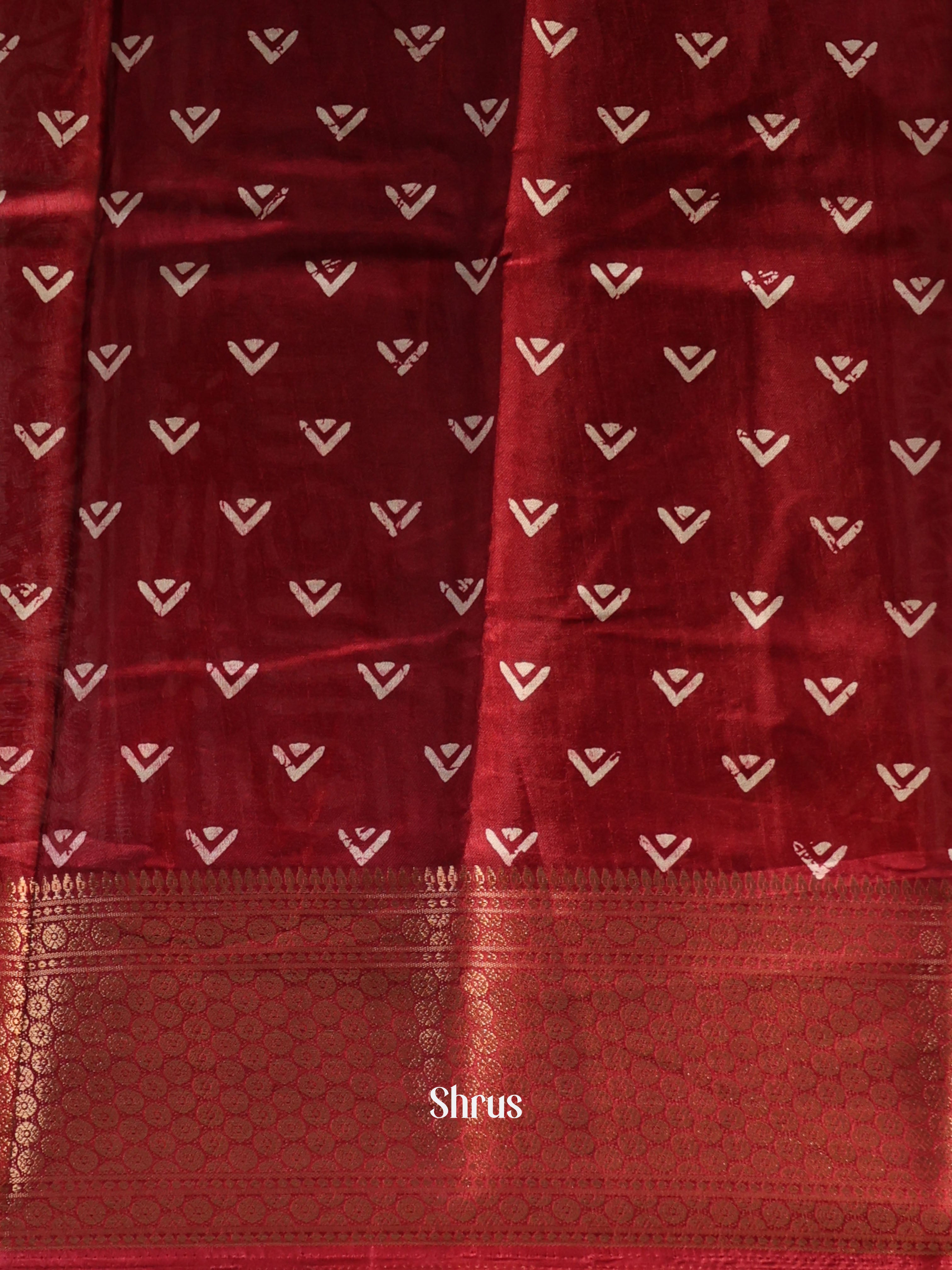 Maroon - Semi Crepe Saree