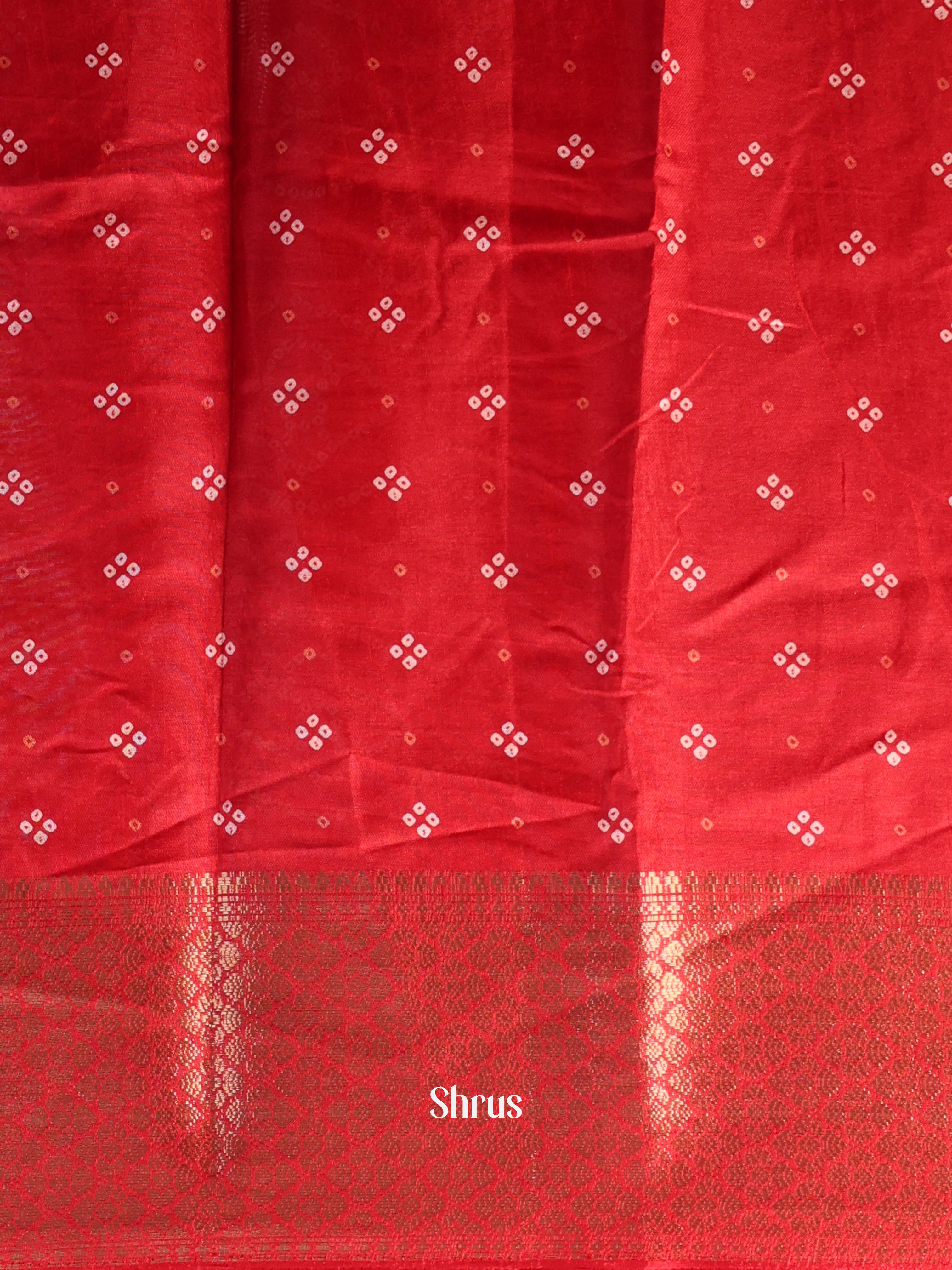 Red - Semi Crepe Saree