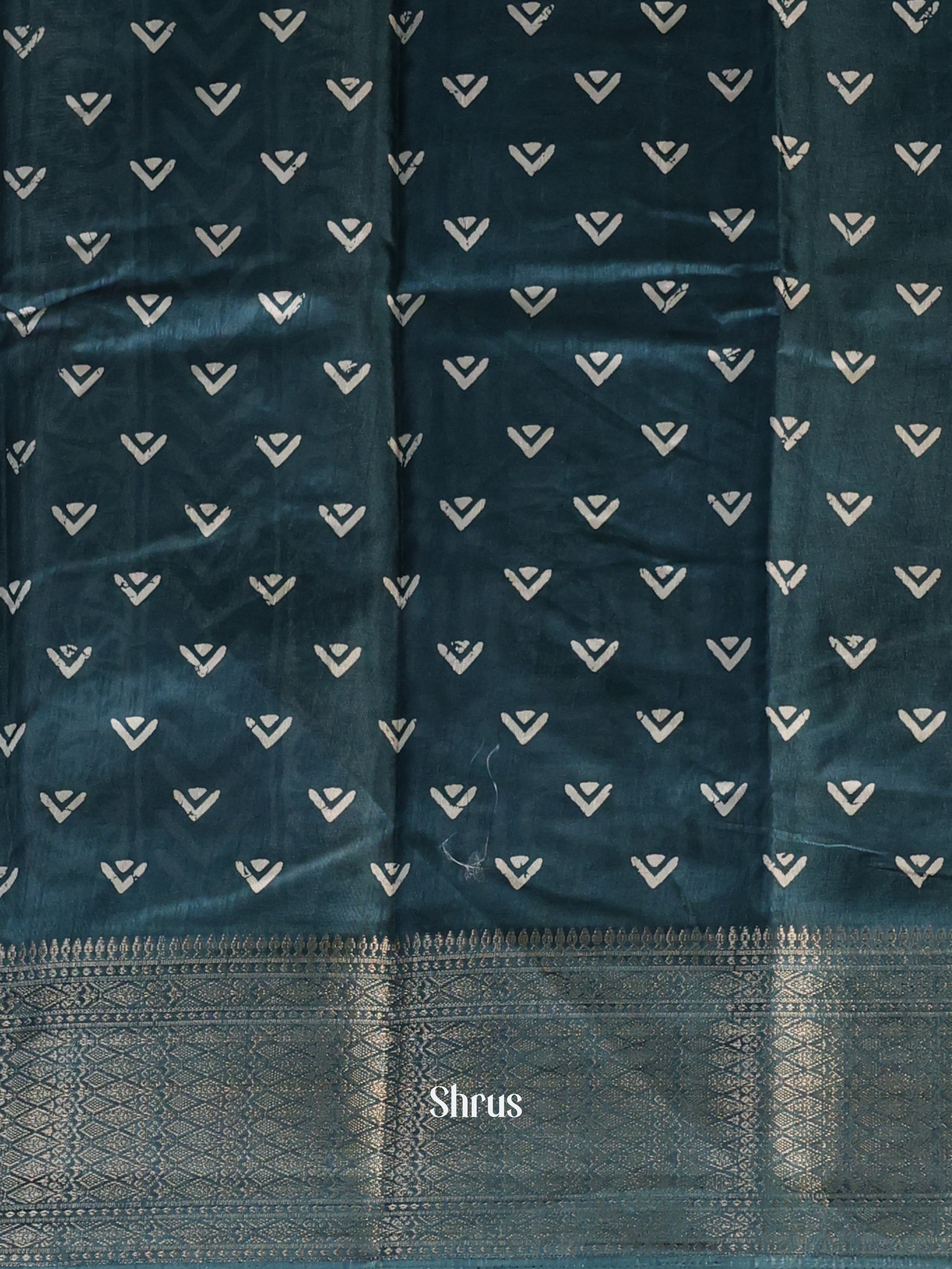 Peacock Blue - Semi Crepe Saree - Shop on Shrus.com