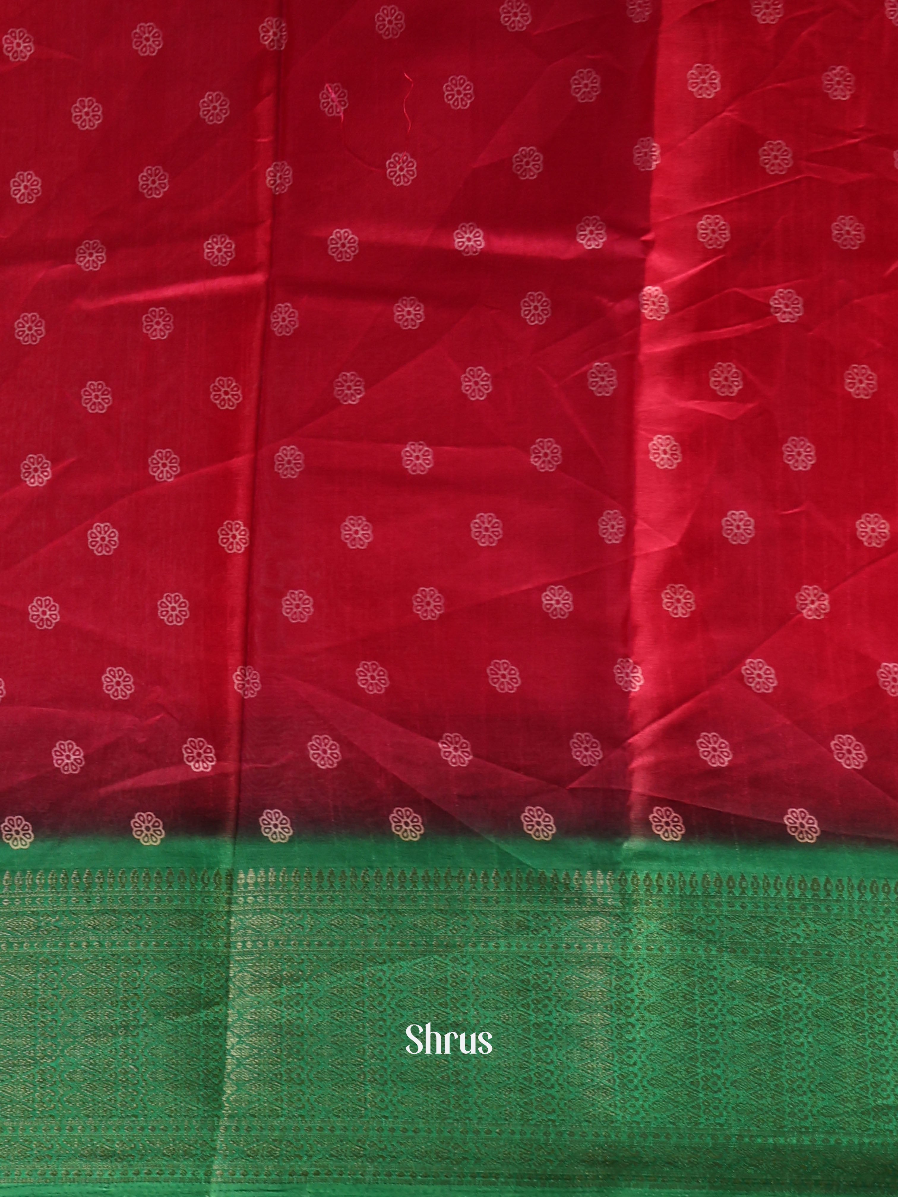 Pink & Green - Semi Crepe Saree