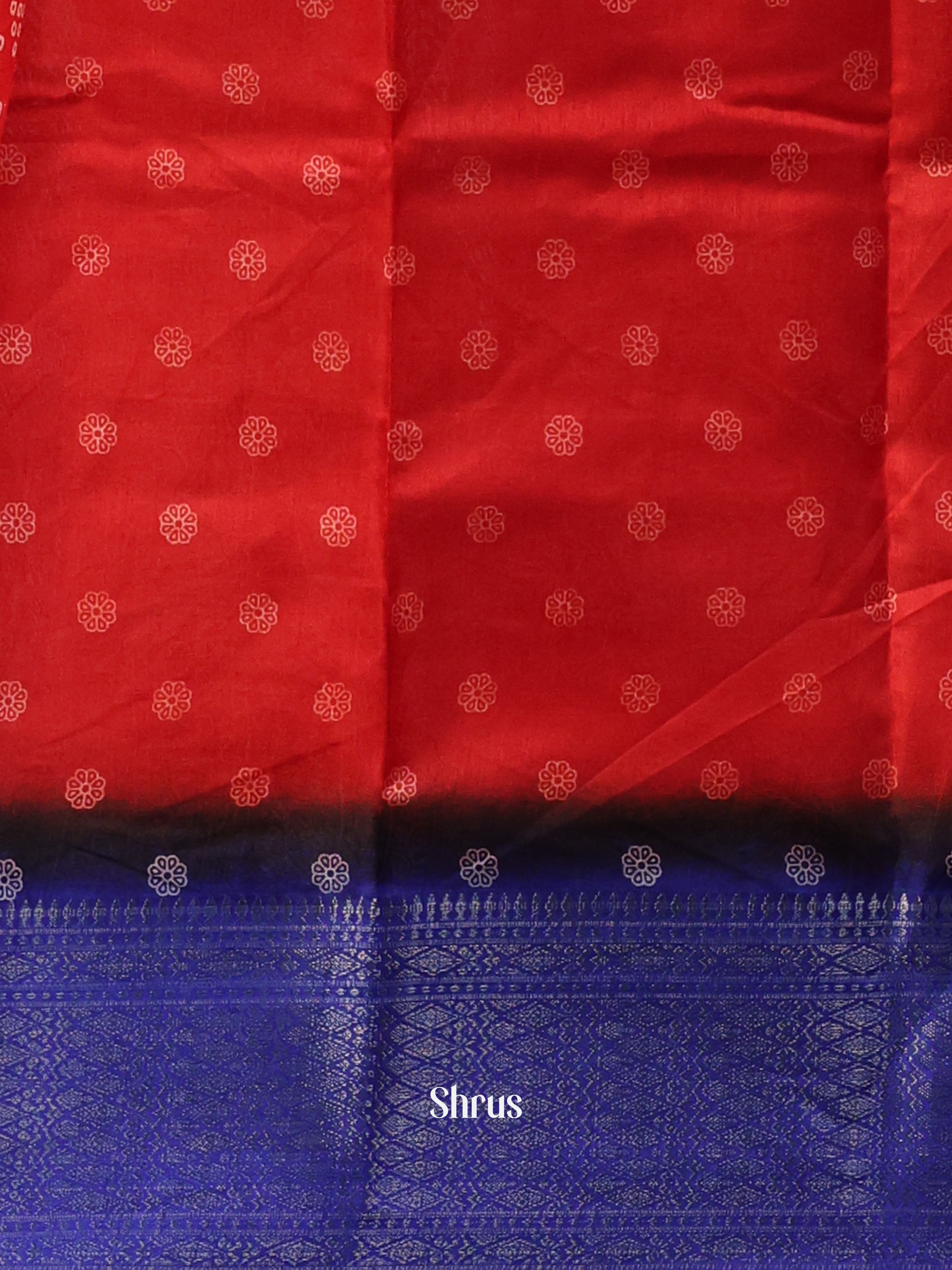 Red & Blue- Semi Crepe Saree