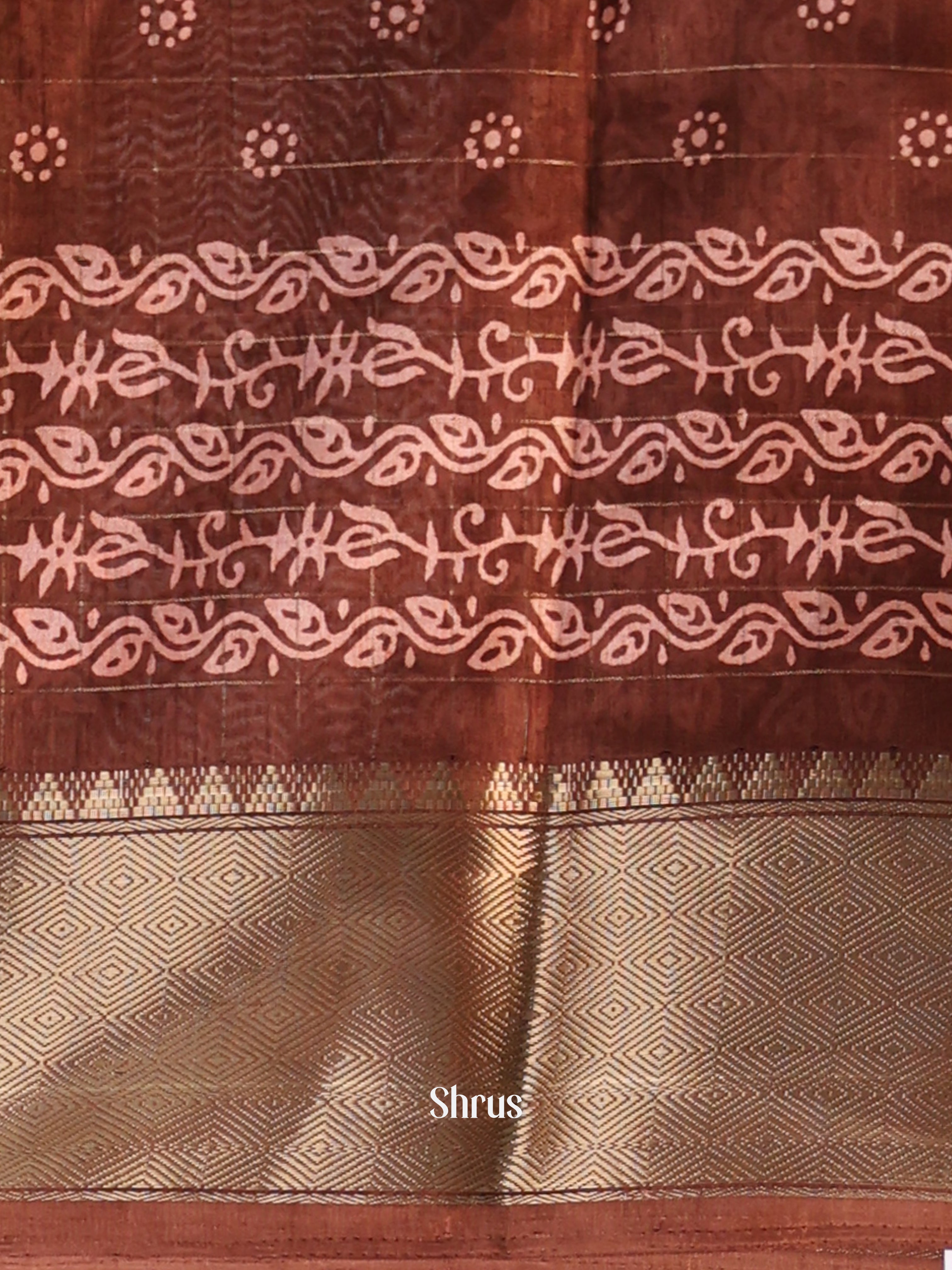 Brown - Semi Crepe Saree - Shop on Shrus.com