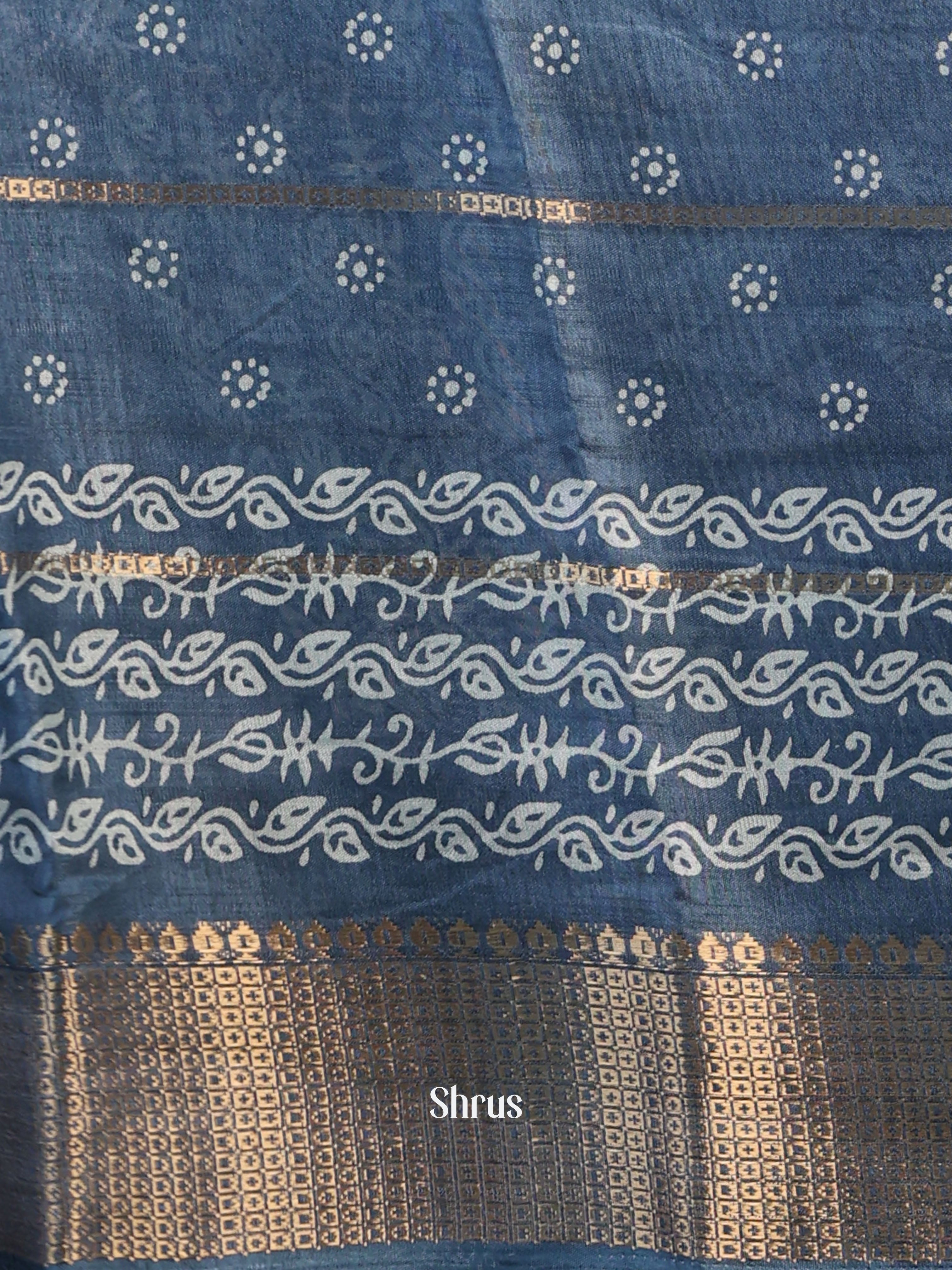 Blue - Semi Crepe Saree