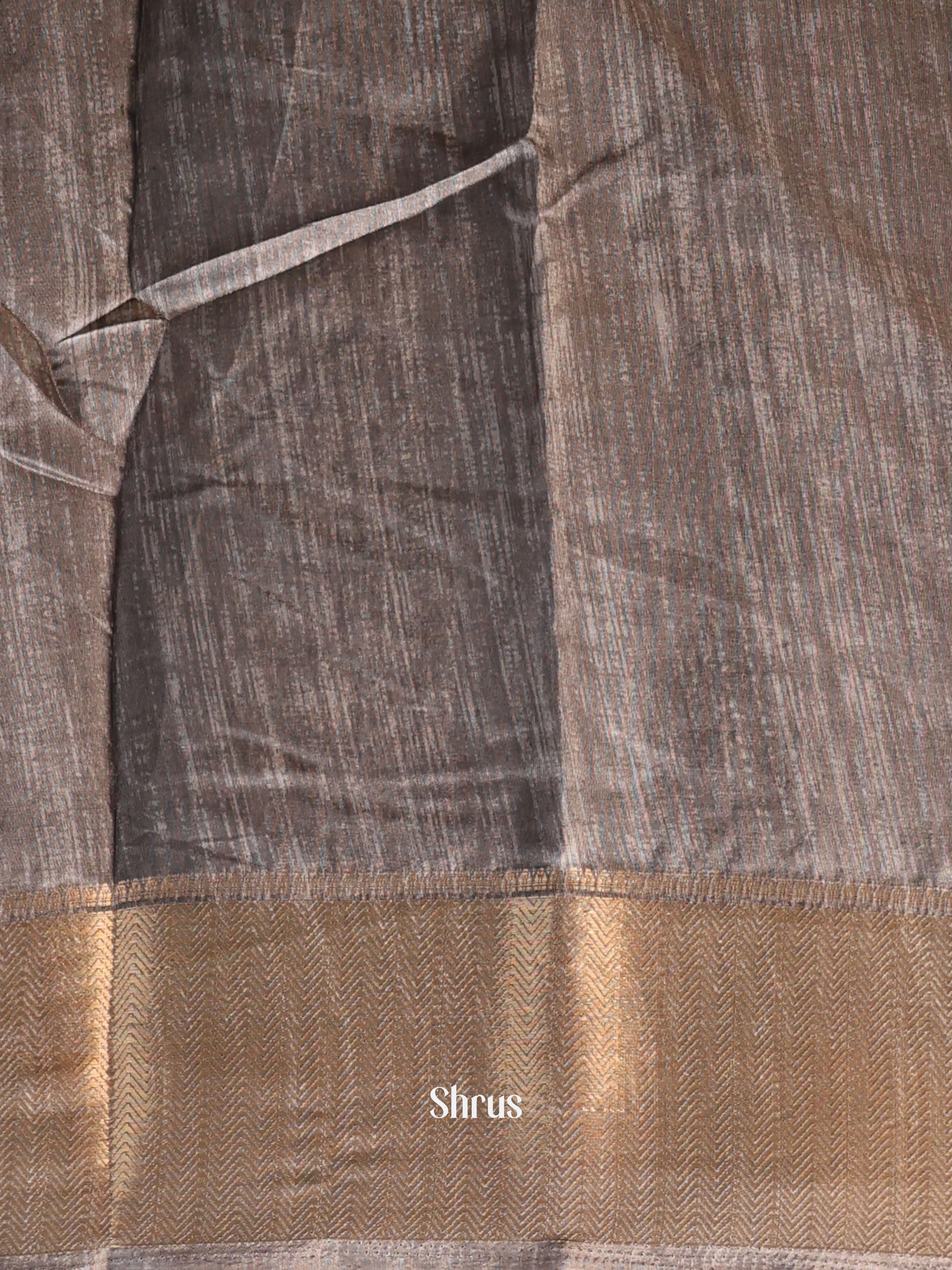 Cream & Grey - Semi Crepe Saree