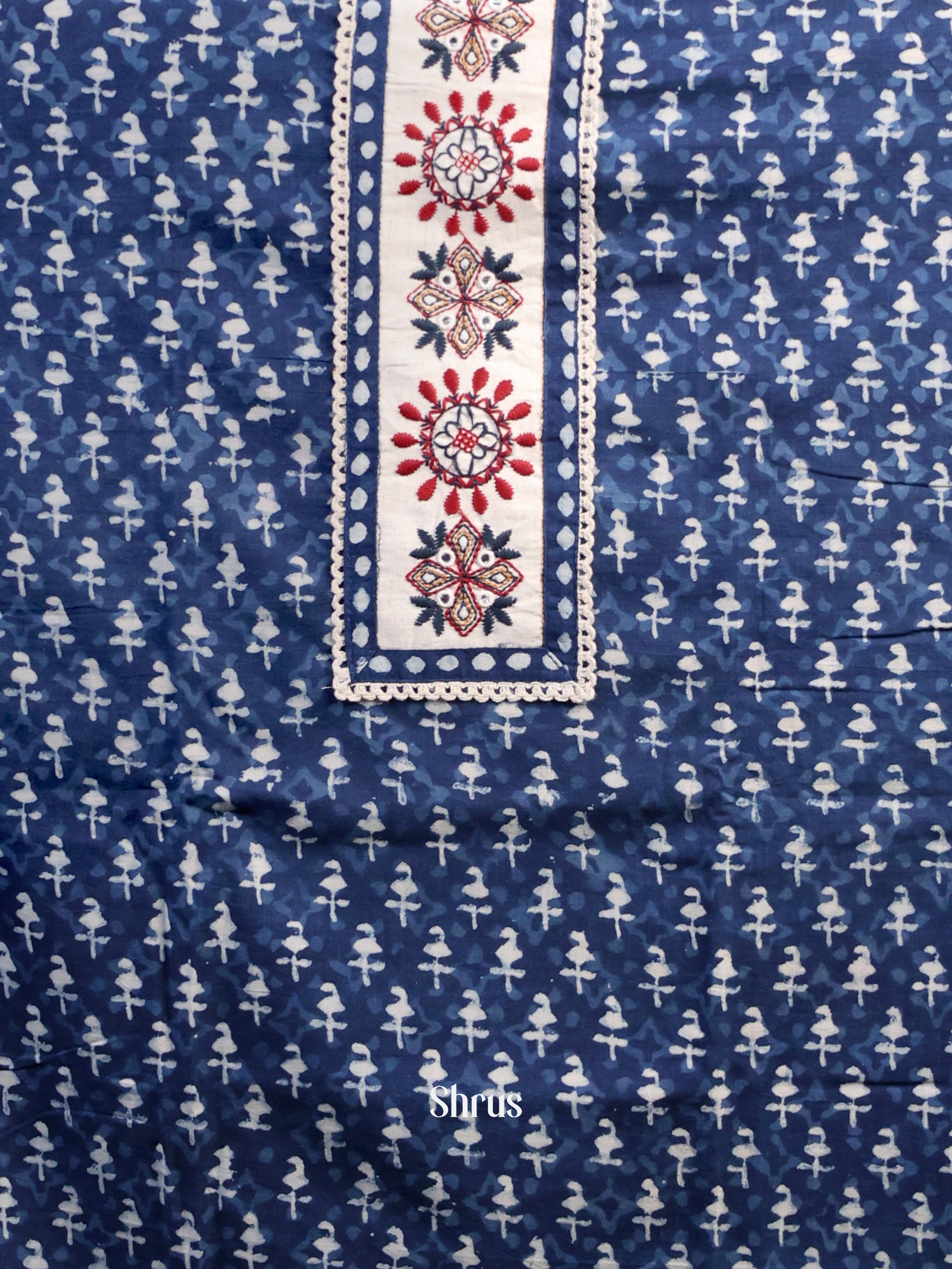 Blue & Cream - Cotton salwar