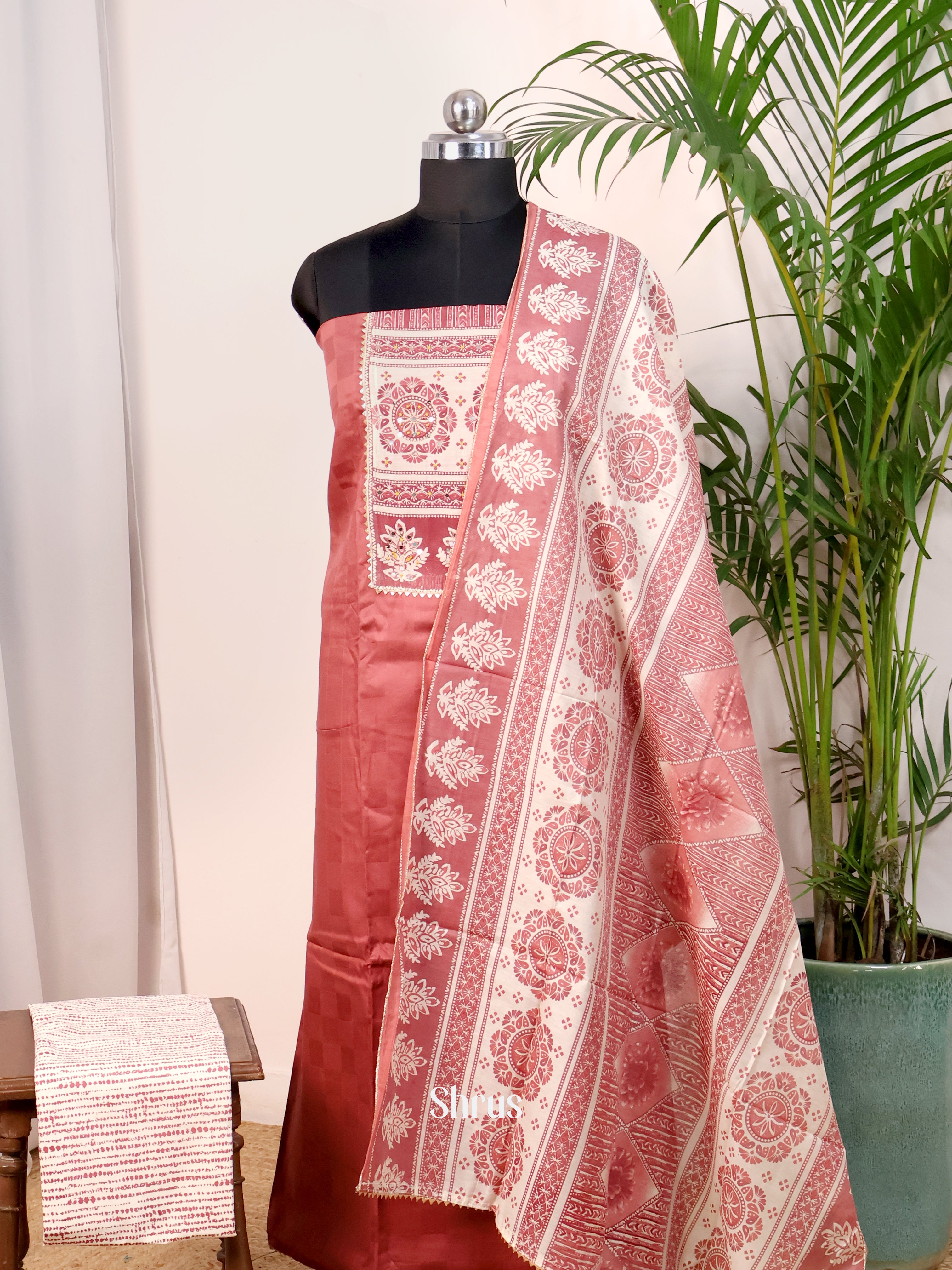 Red & Cream- Cotton salwar