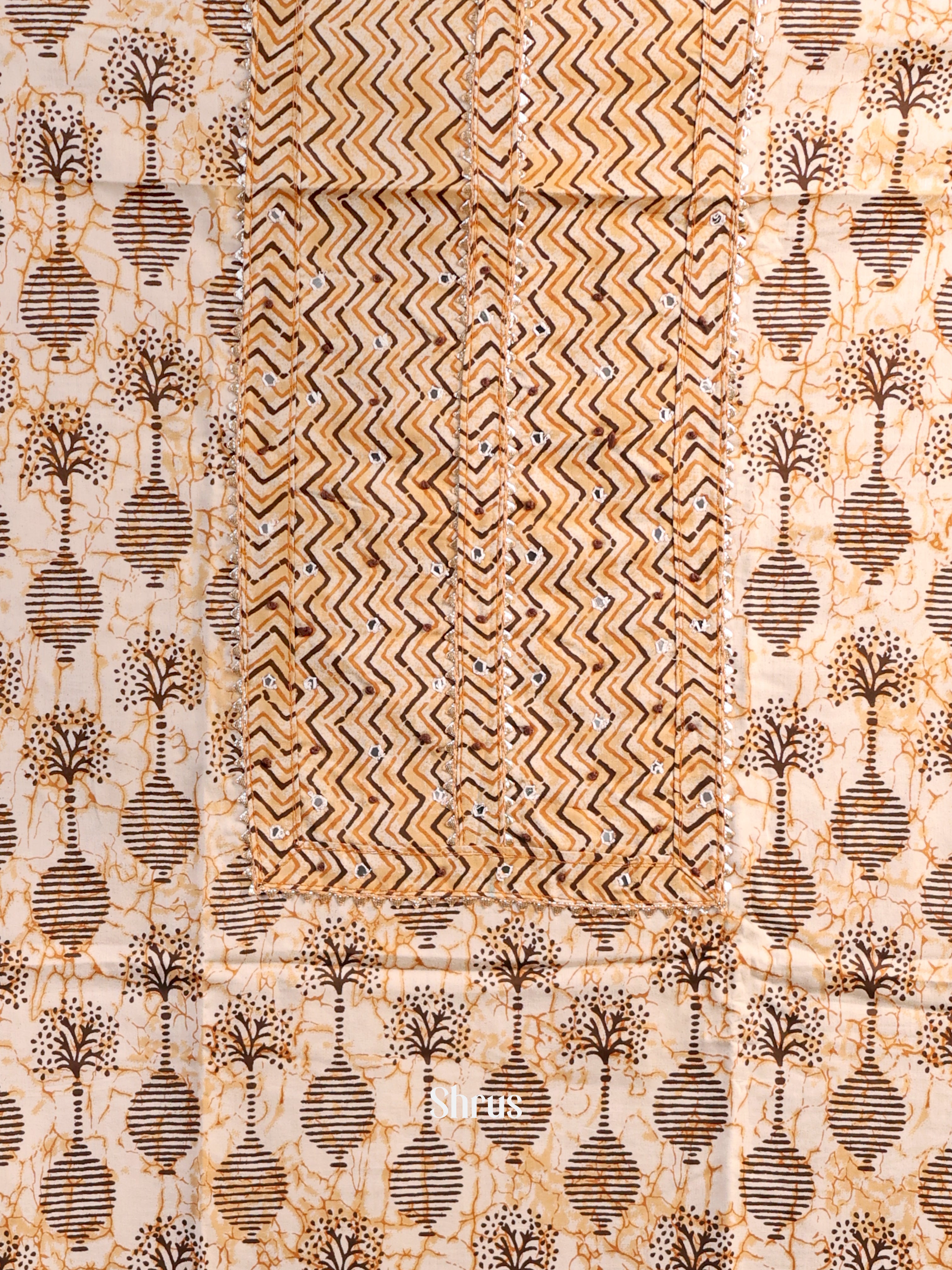 Cream & Brown  - Cotton salwar - Shop on Shrus.com