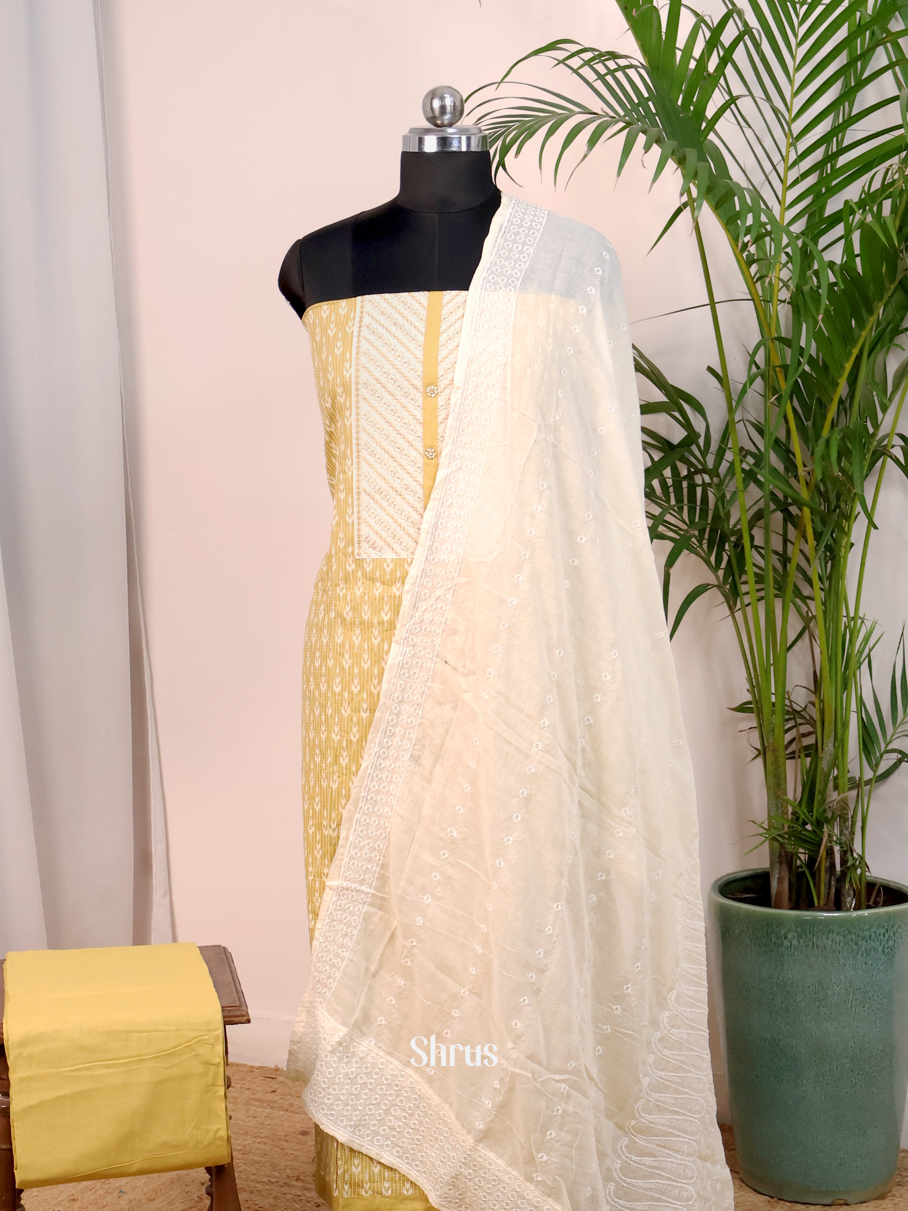 Yellow & Cream- Cotton salwar