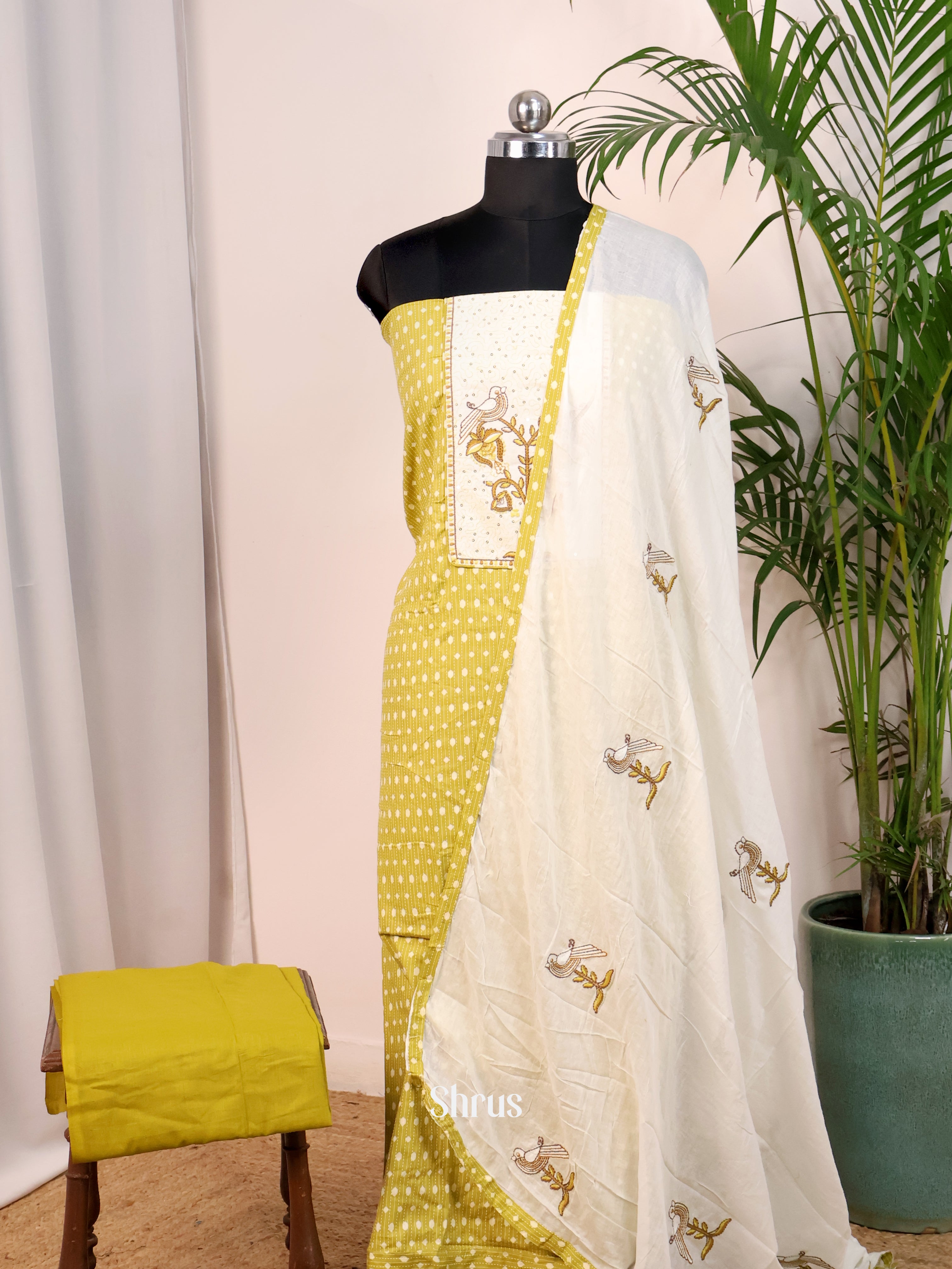 Green & Cream- Cotton salwar