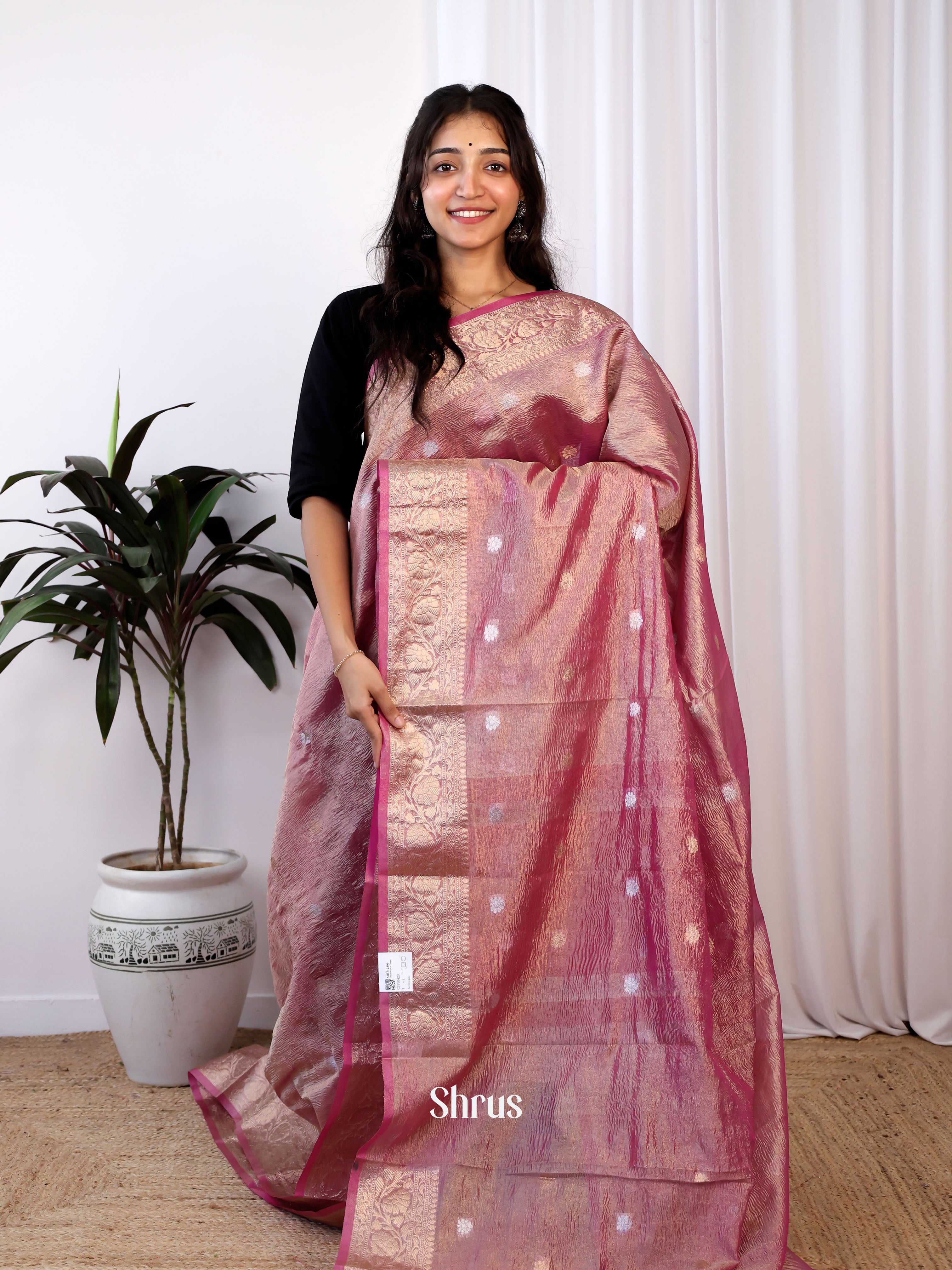 Maroon - Bamboo silk Saree