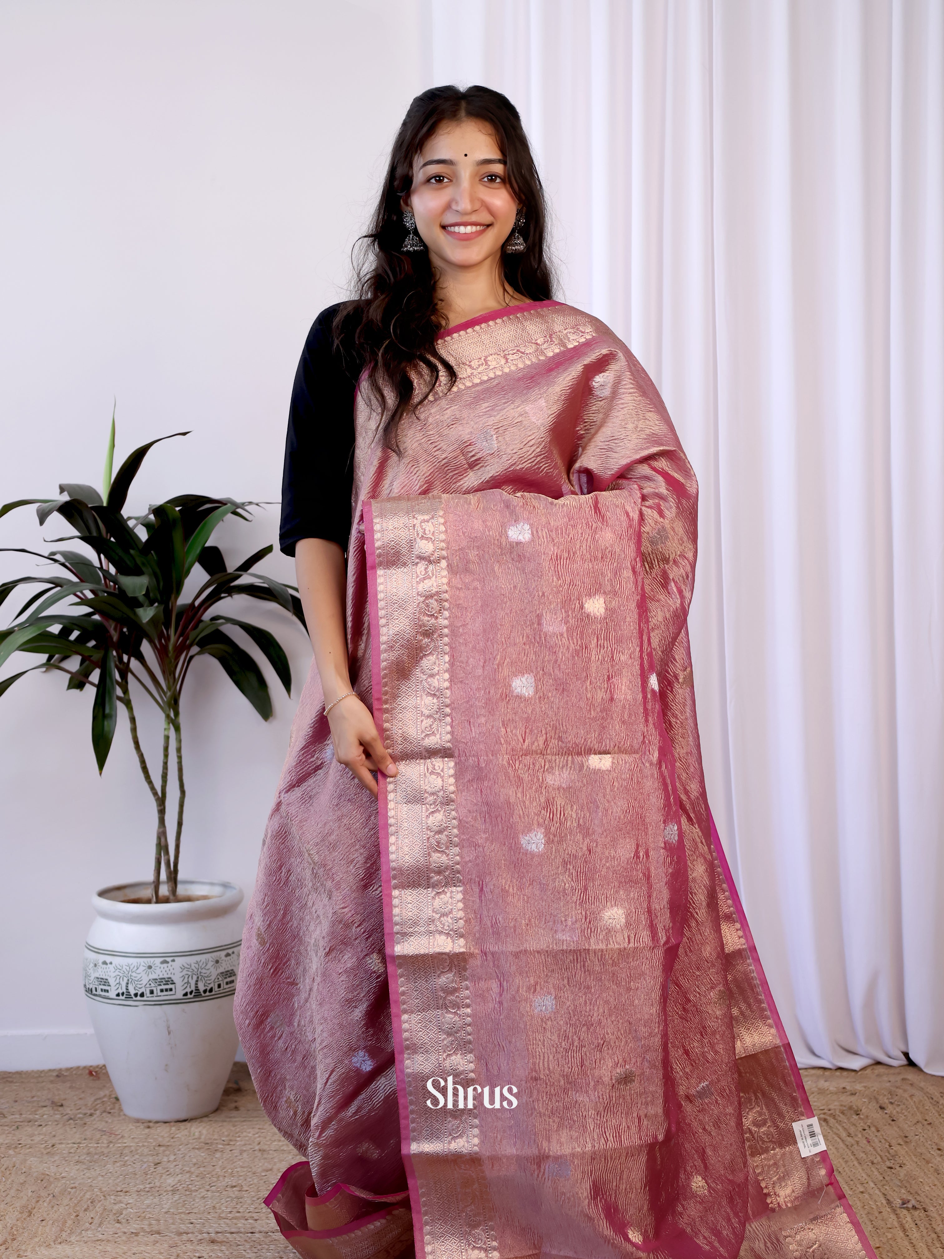 Maroon - Bamboo silk Saree