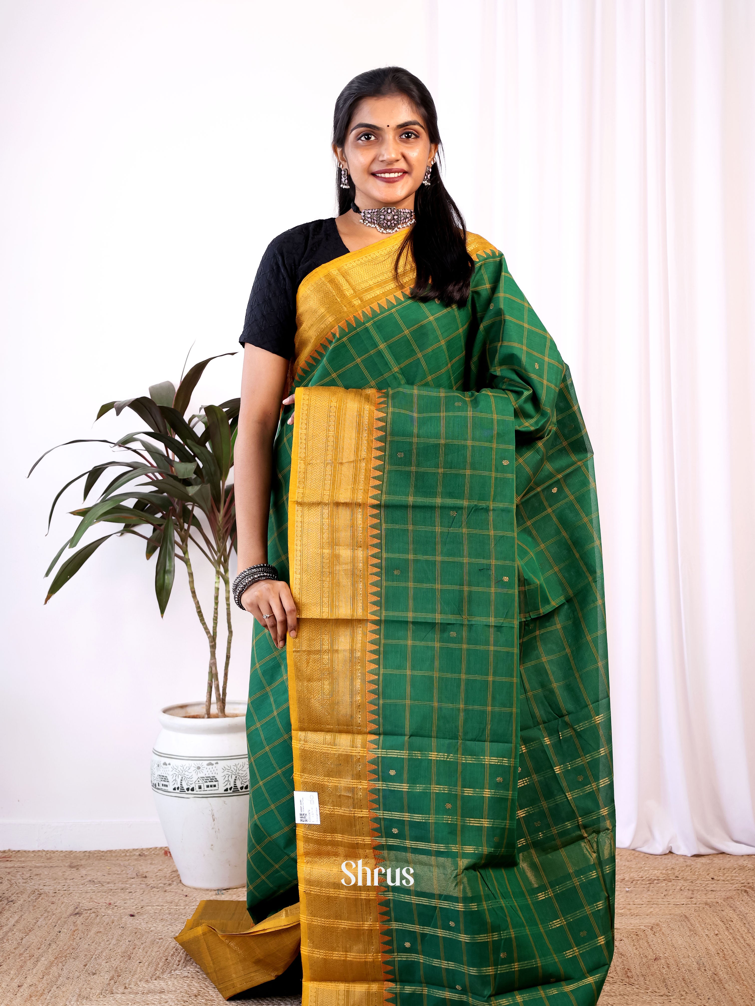 Green & Mustard- Chettinad Cotton Saree