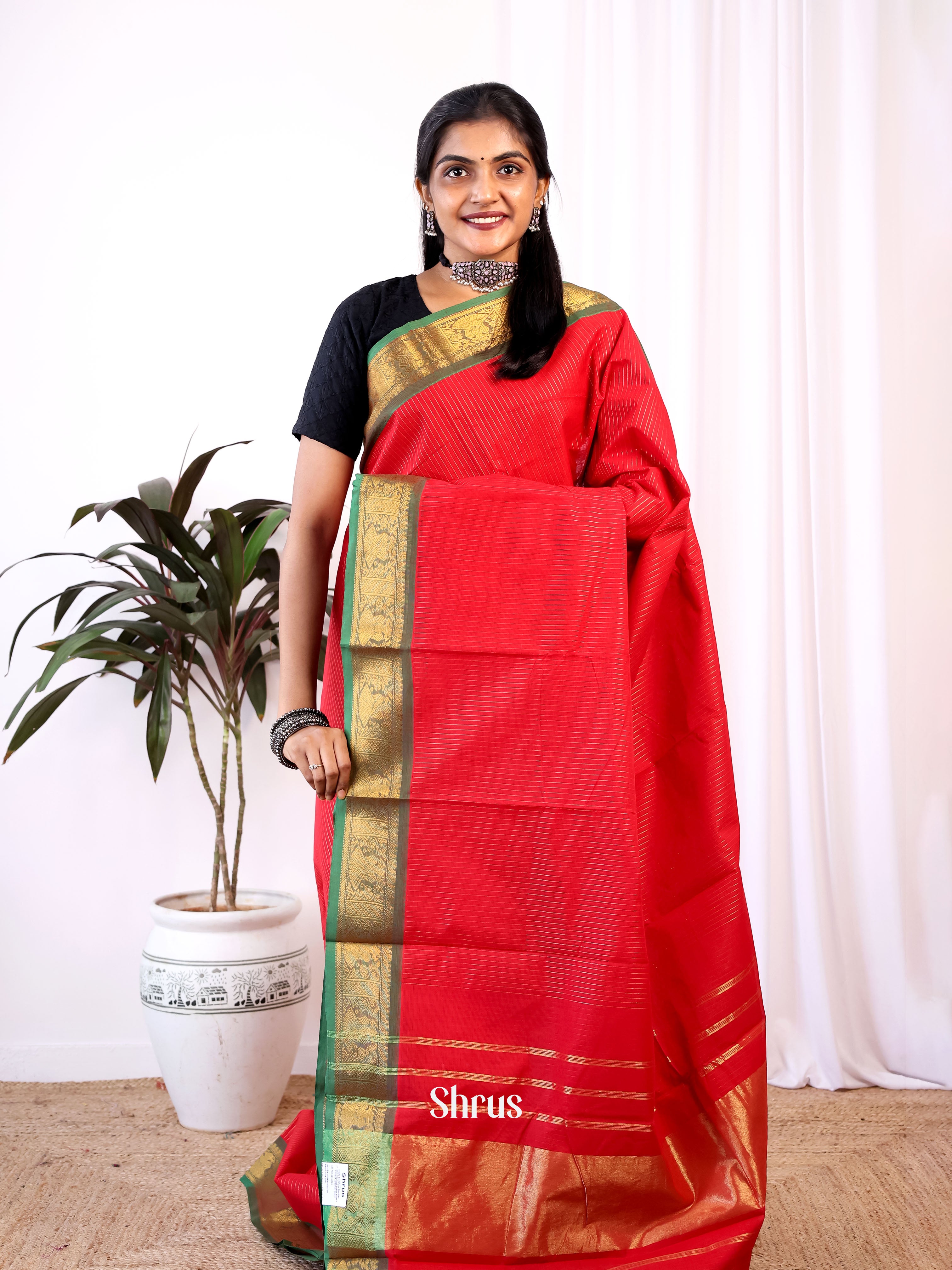 Red & Green- Chettinad Cotton Saree