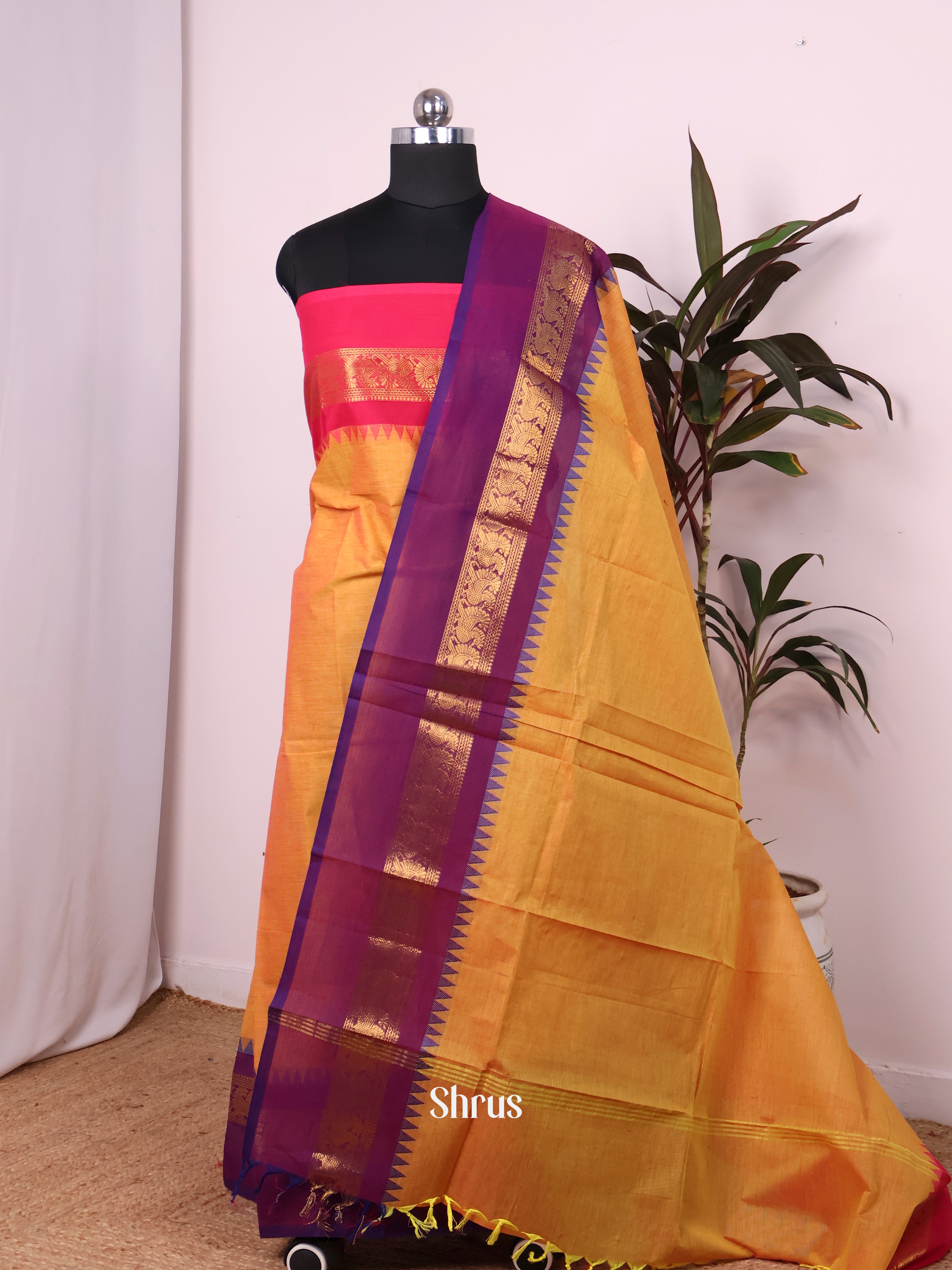 Mustard & Purple- chettinad top & dupatta combo