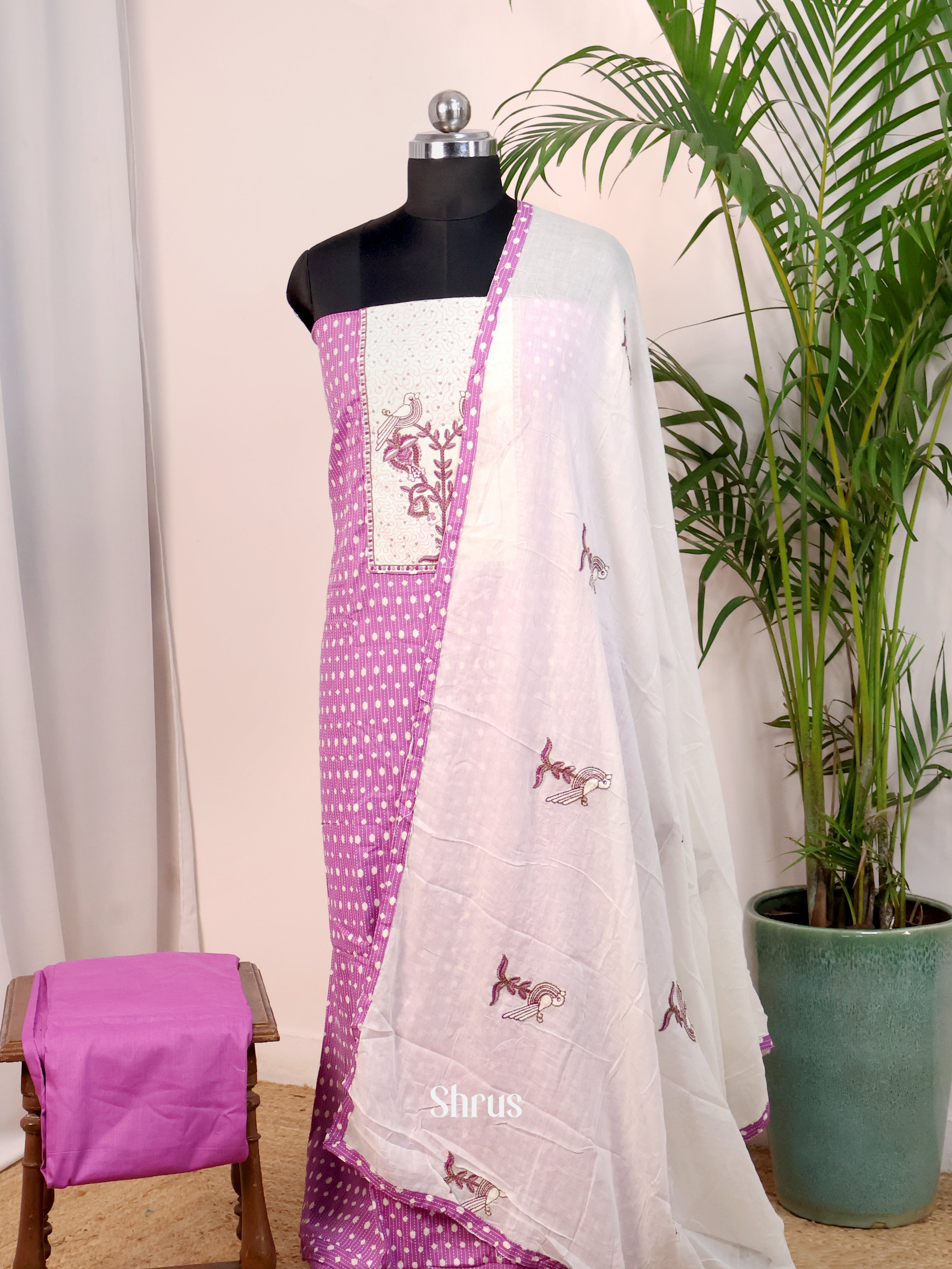 Purple & White - Cotton salwar