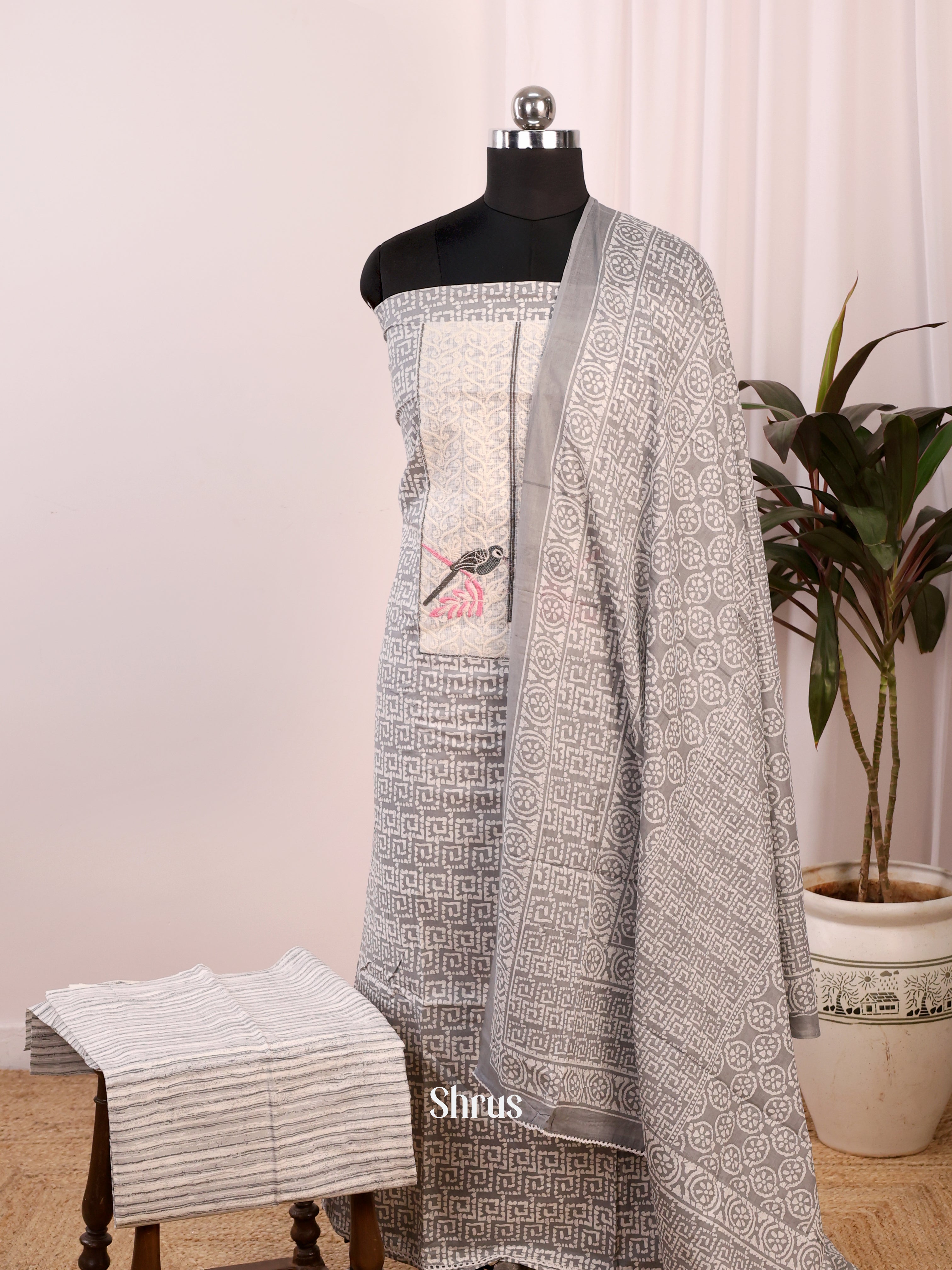 Grey & Cream - Cotton salwar