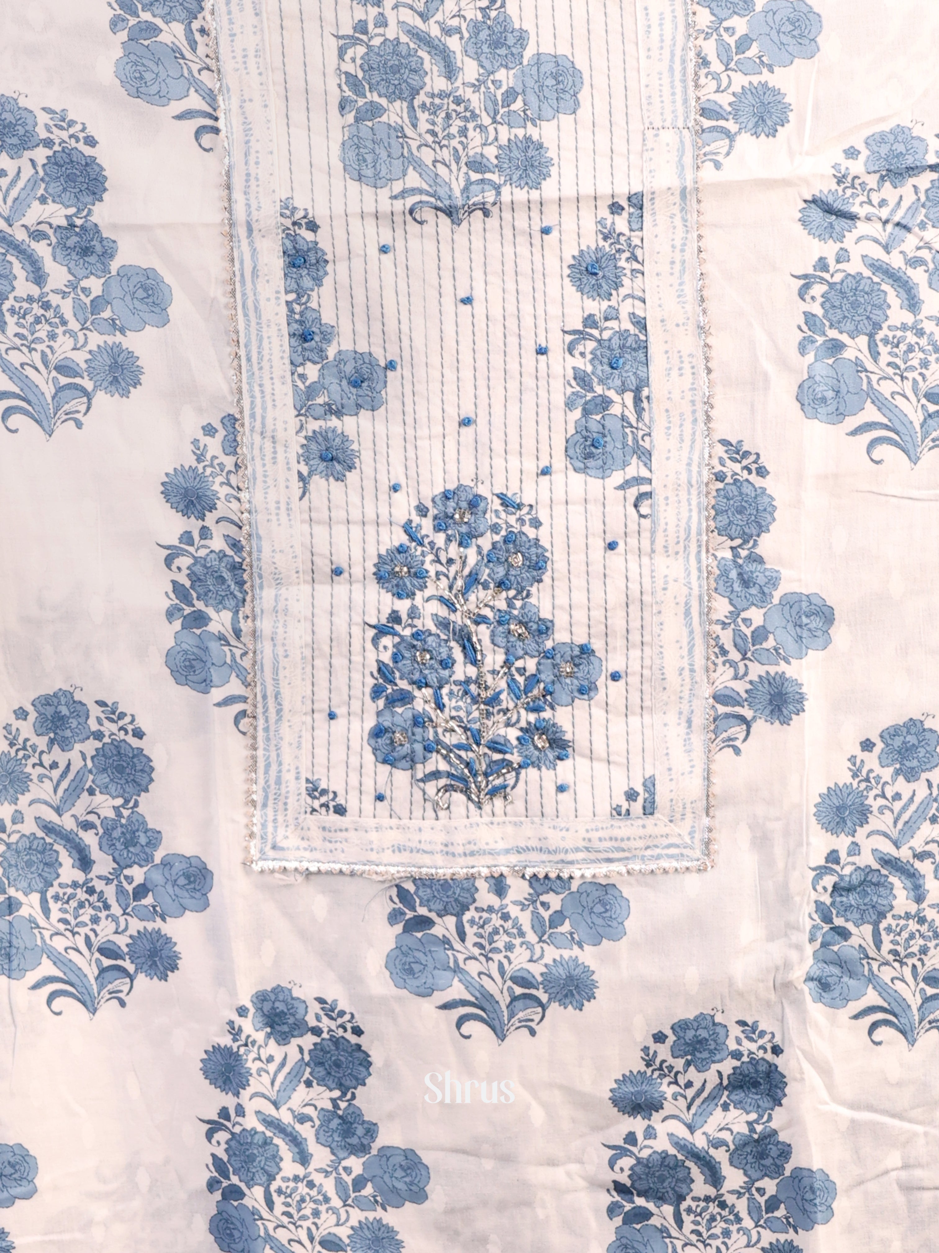 Cream & Blue - Cotton salwar