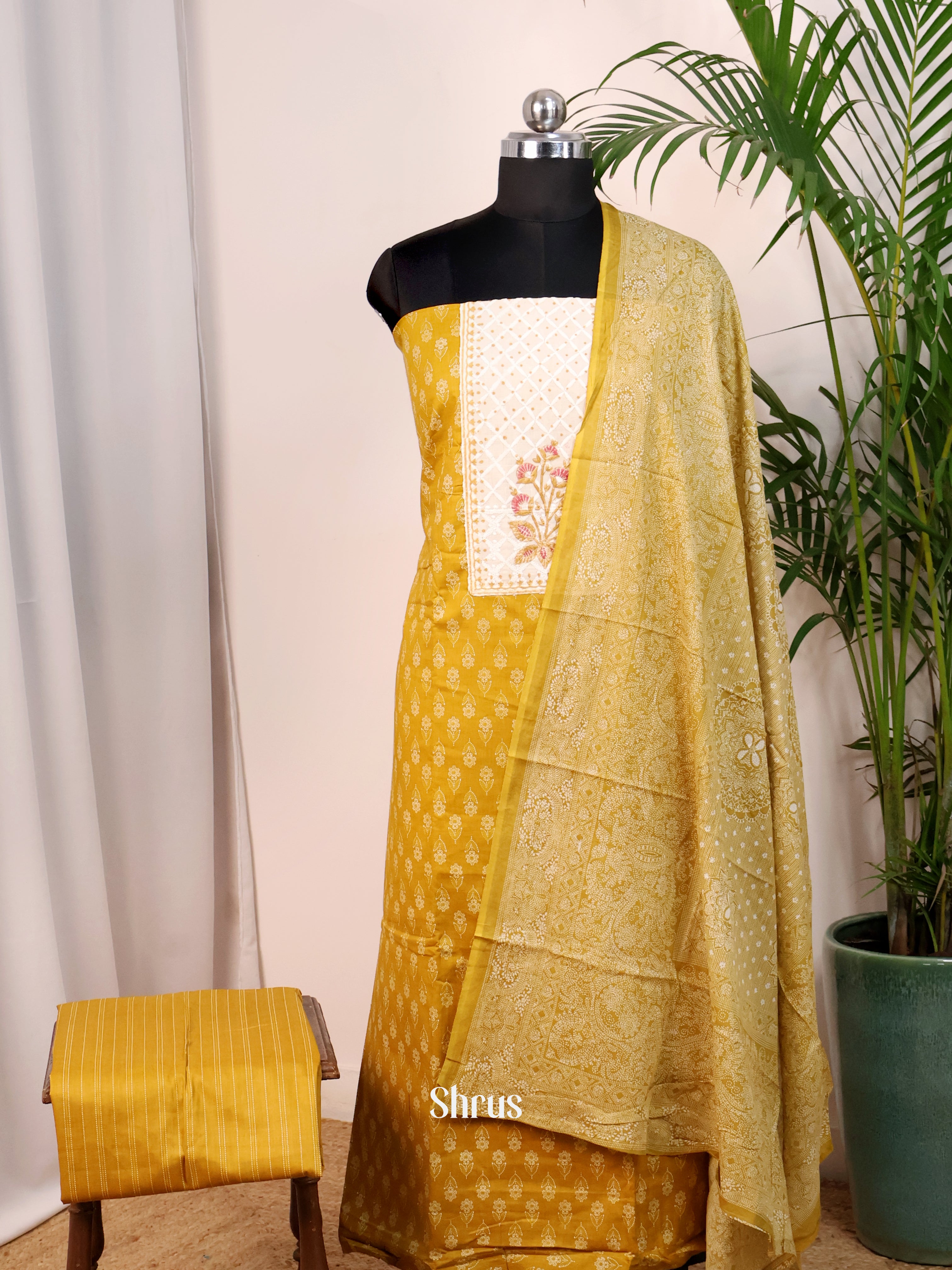 Mustard & Cream- Cotton salwar