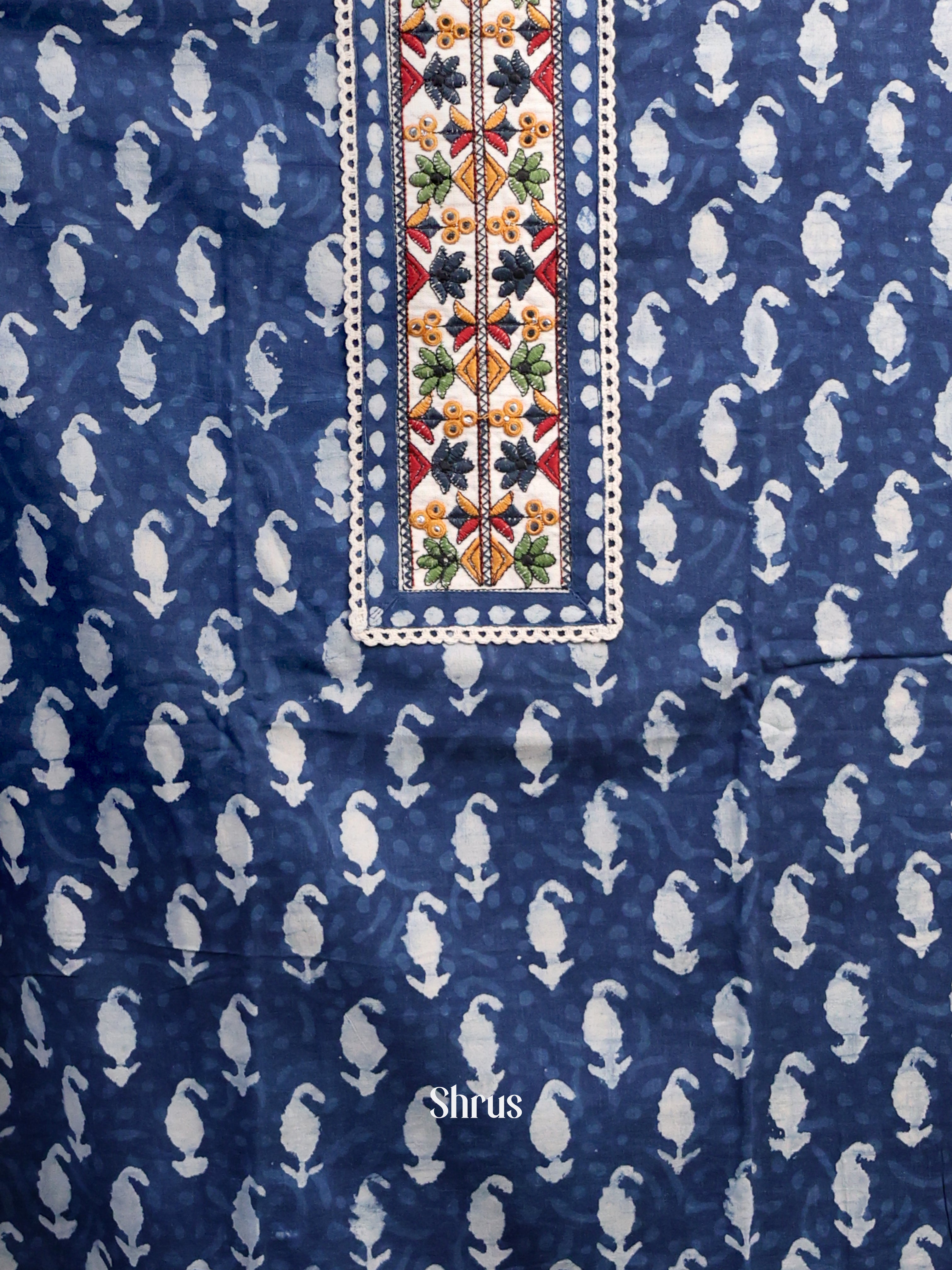 Blue & Cream - Cotton salwar