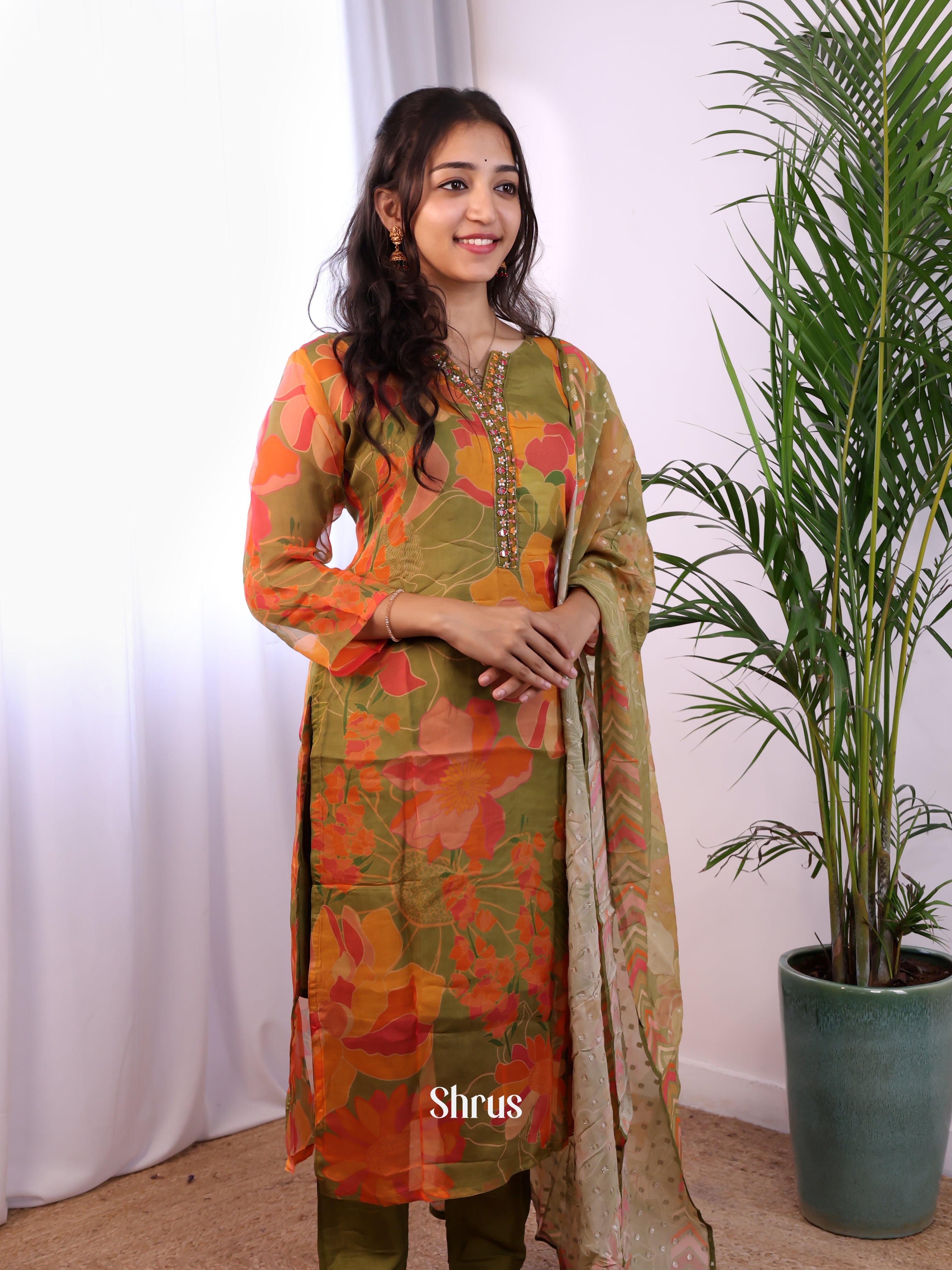 Green -3pc digital printed  Readymade Suits