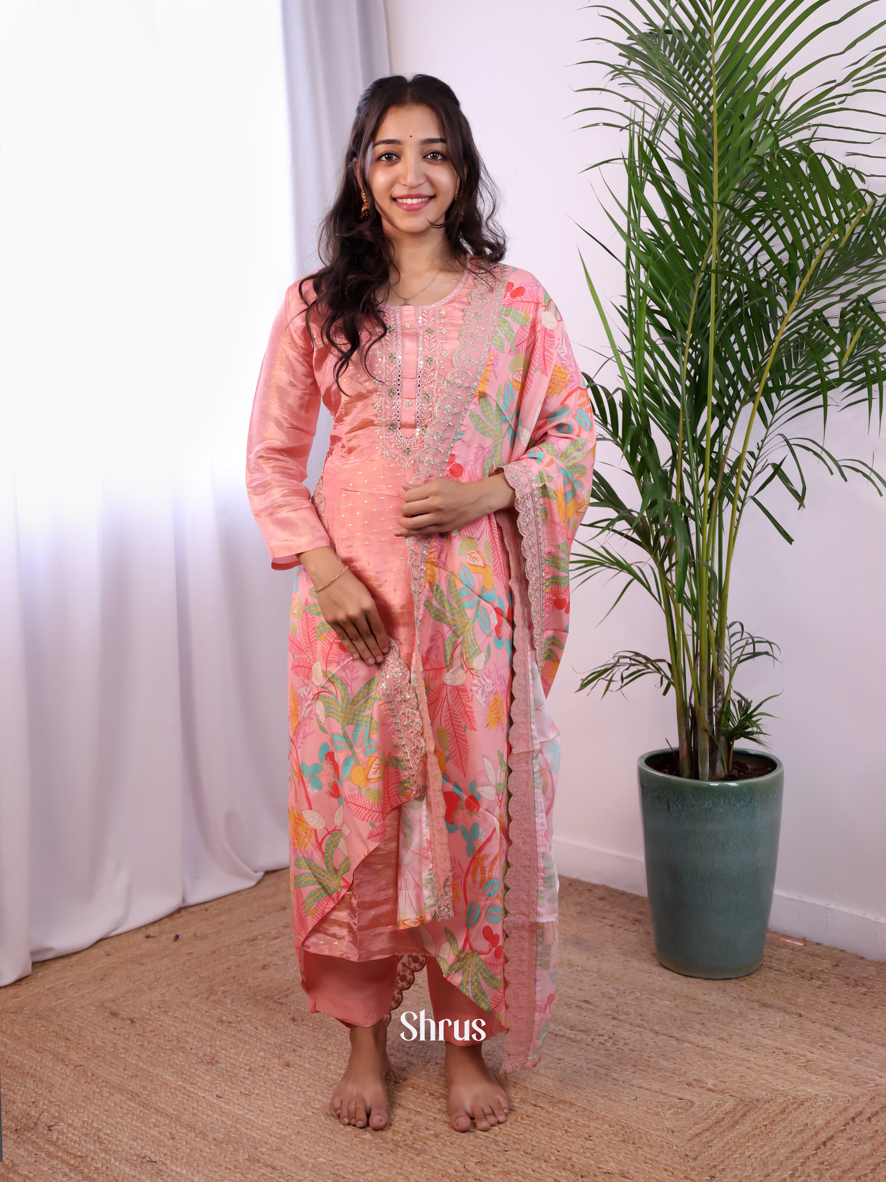 Peachish Pink -3pc  Readymade Suits