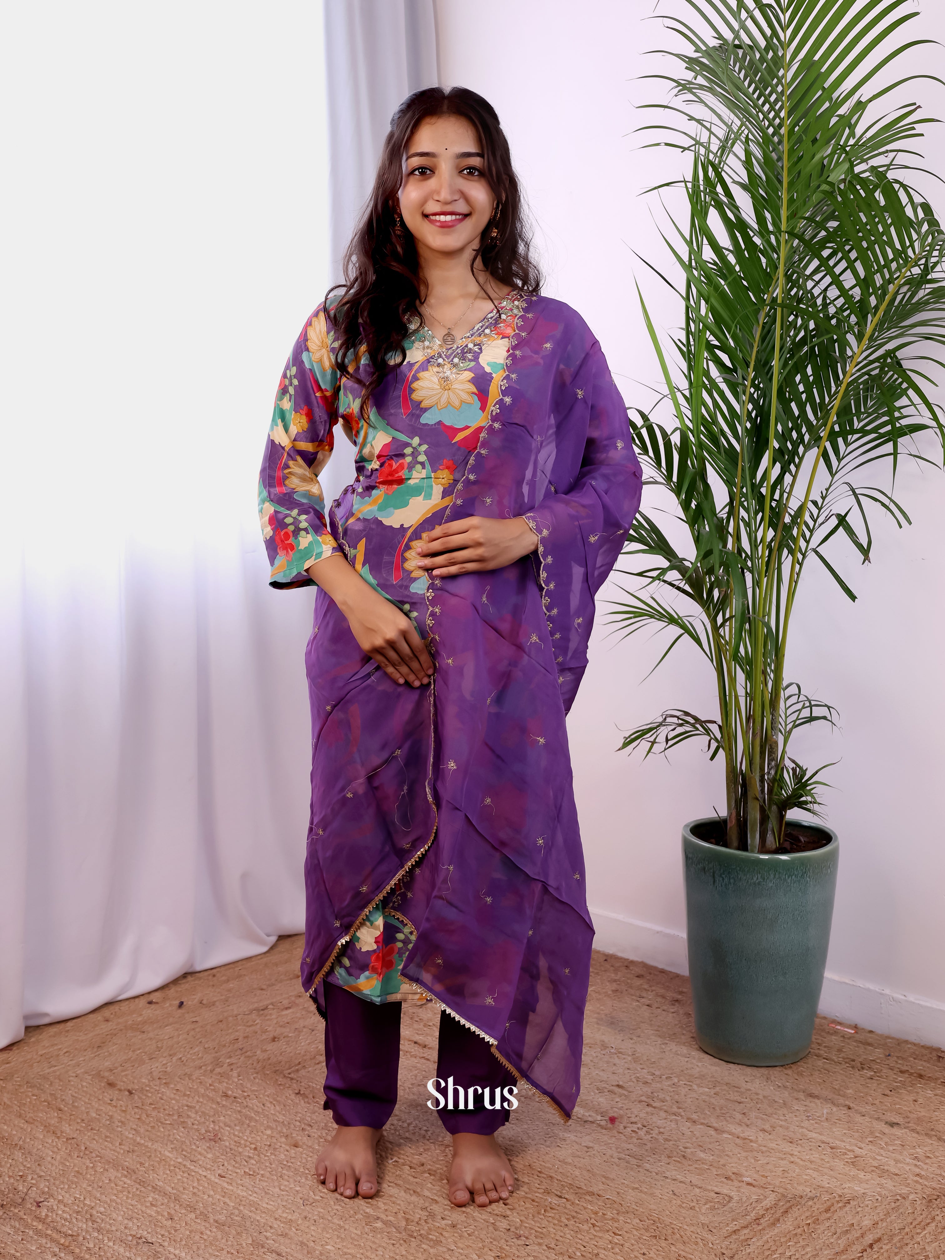 Purple - 3pc Digital printed Readymade Suits