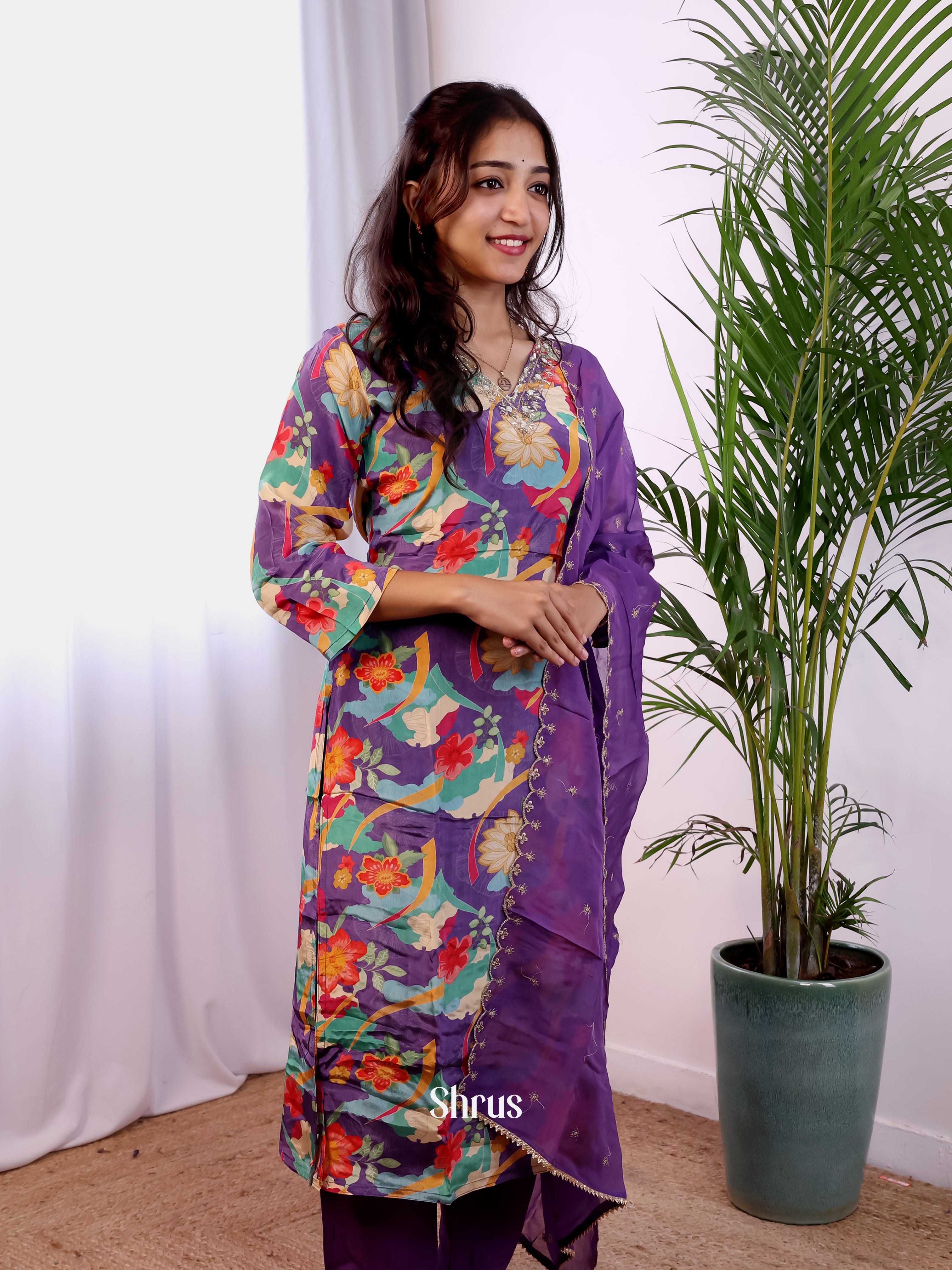 Purple - 3pc Digital printed Readymade Suits