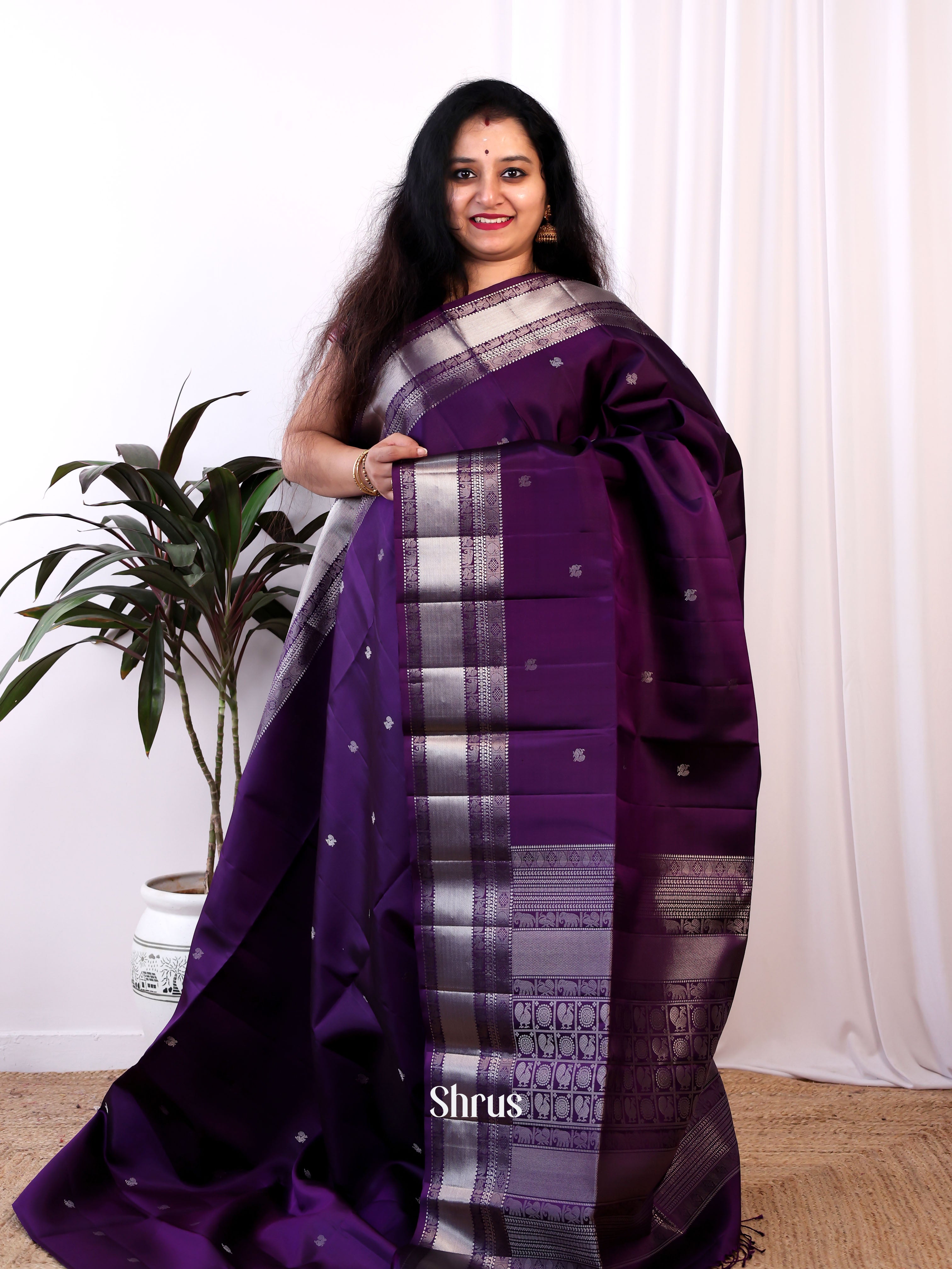 Violet(Single Tone) - Soft Silk Saree