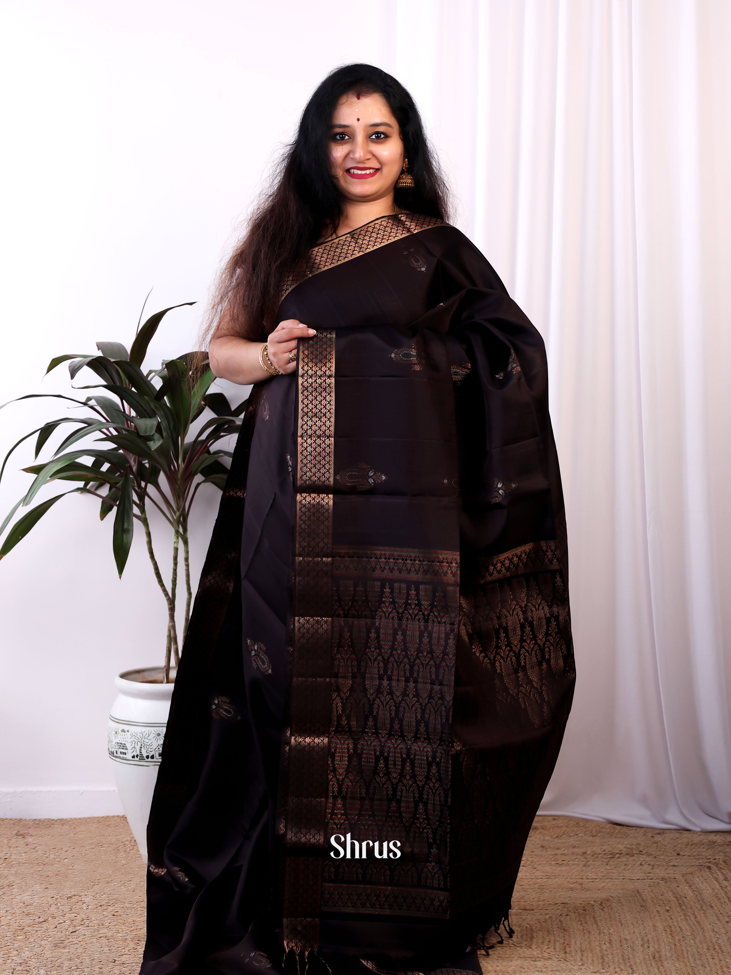 Brown(Single Tone) - Soft Silk Saree