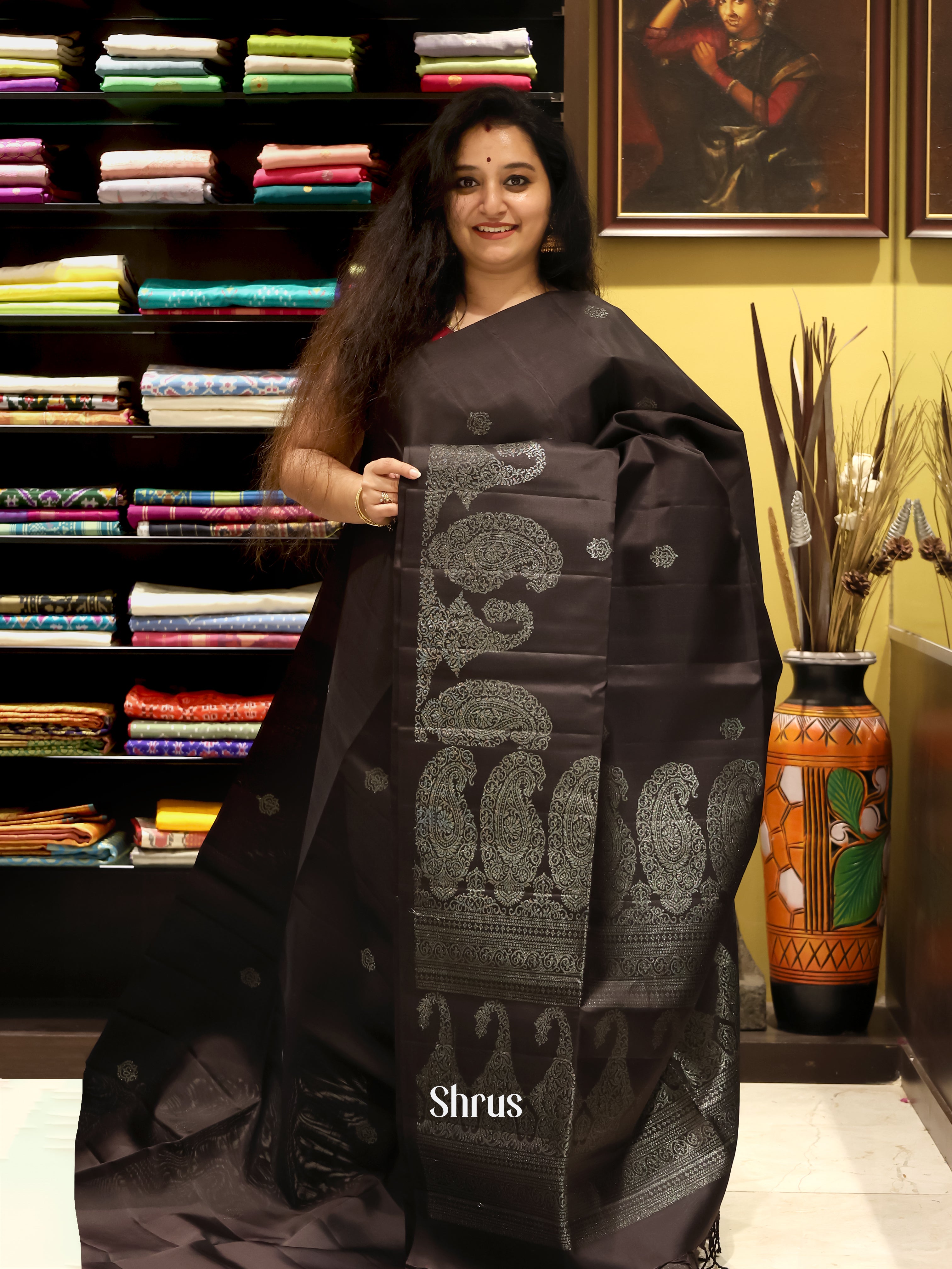 Brown(Single Tone) - Soft Silk Saree