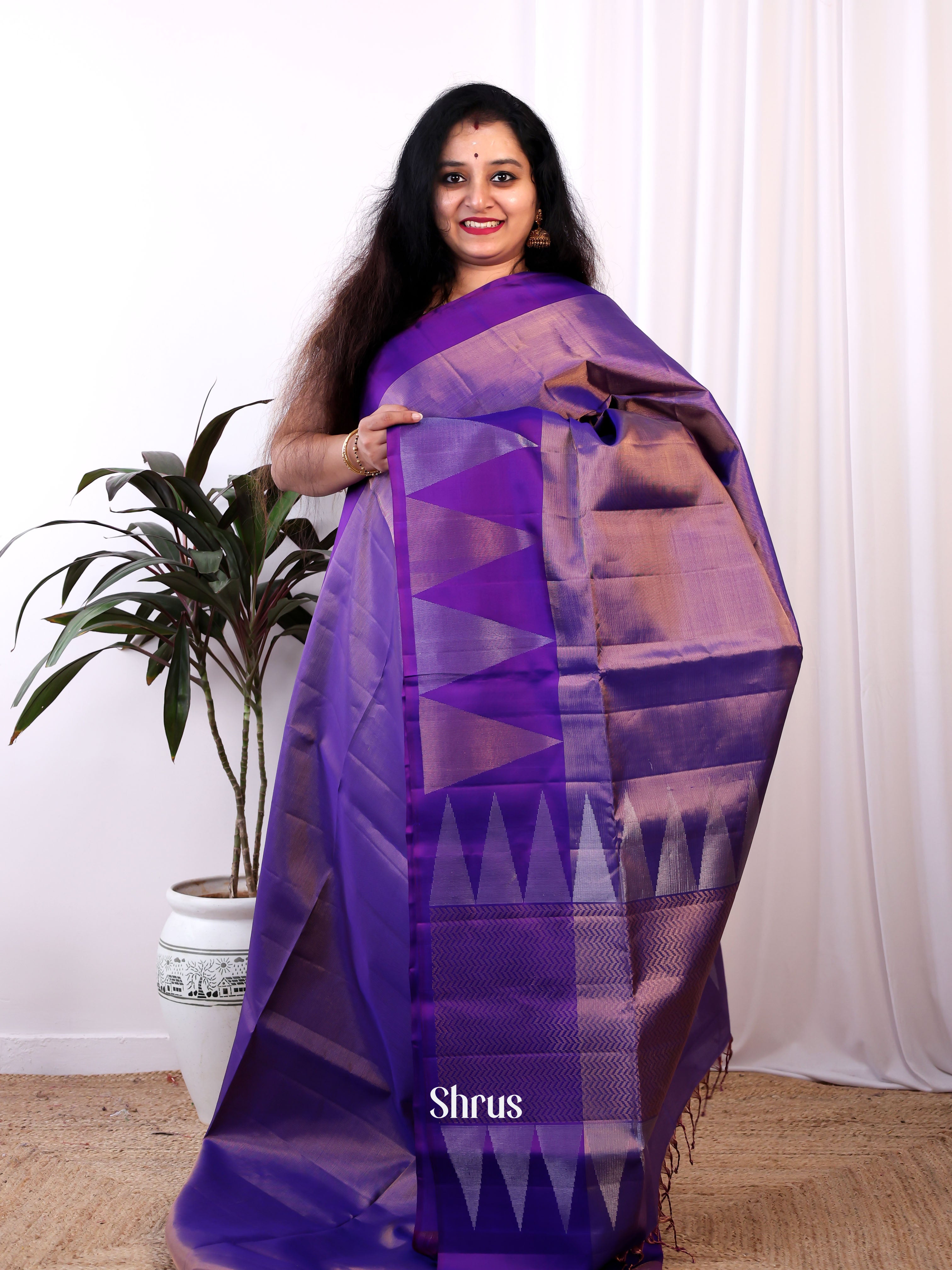 Purple(Single Tone)- Soft Silk Saree