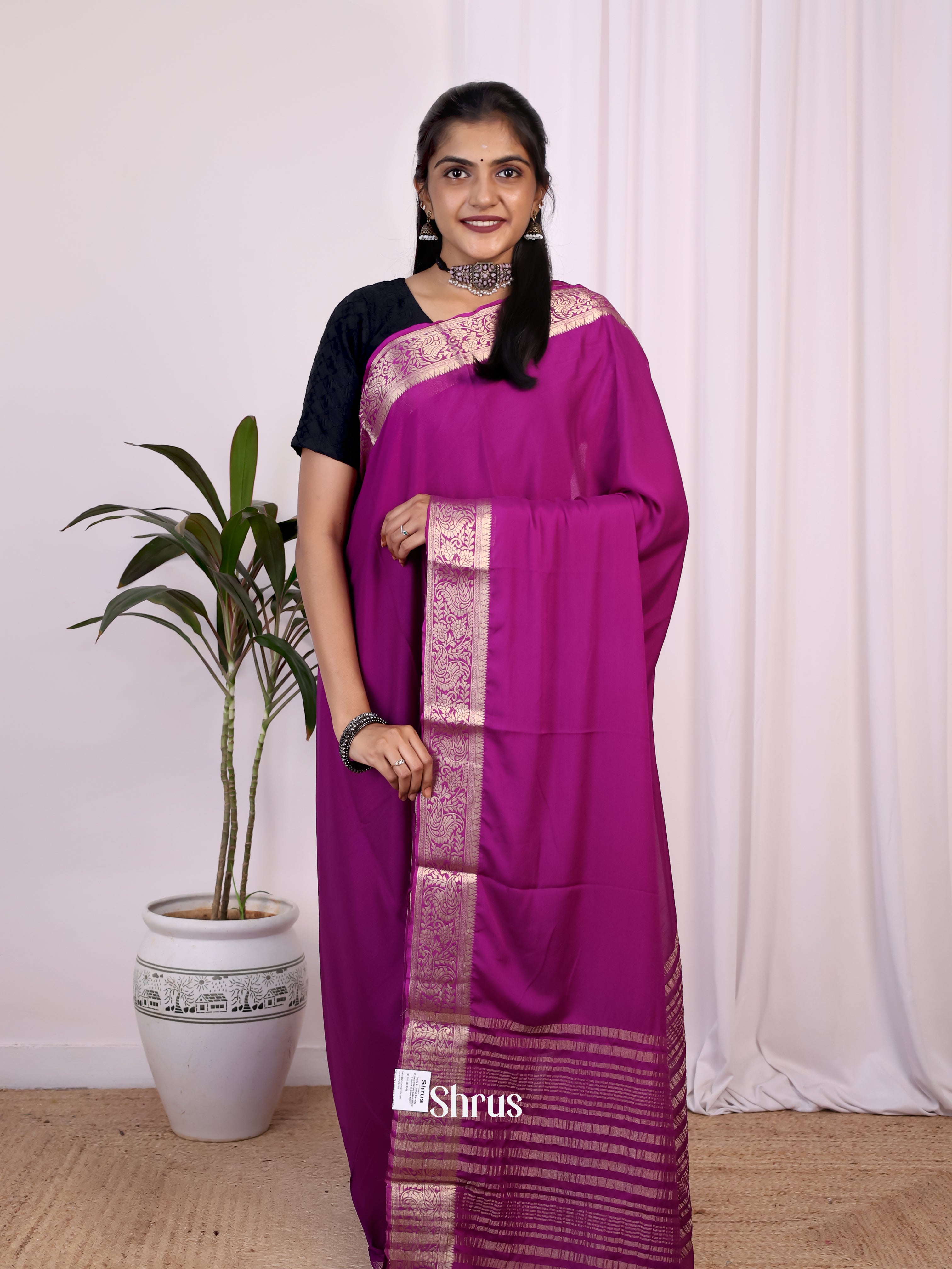 CJS12119 - Semi Mysoresilk Saree - Shop on Shrus.com