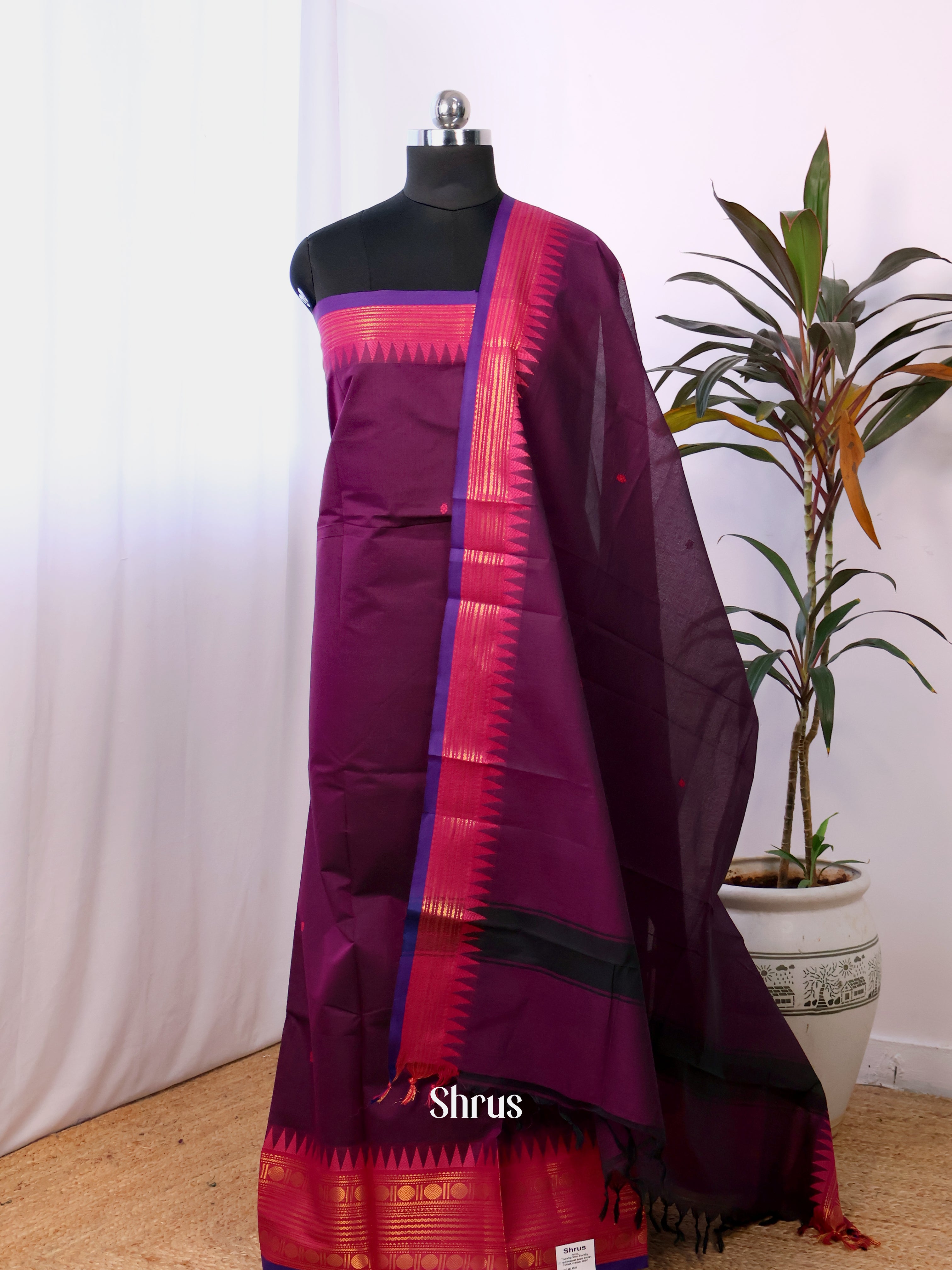 Violet & Pink- chettinad top & dupatta combo