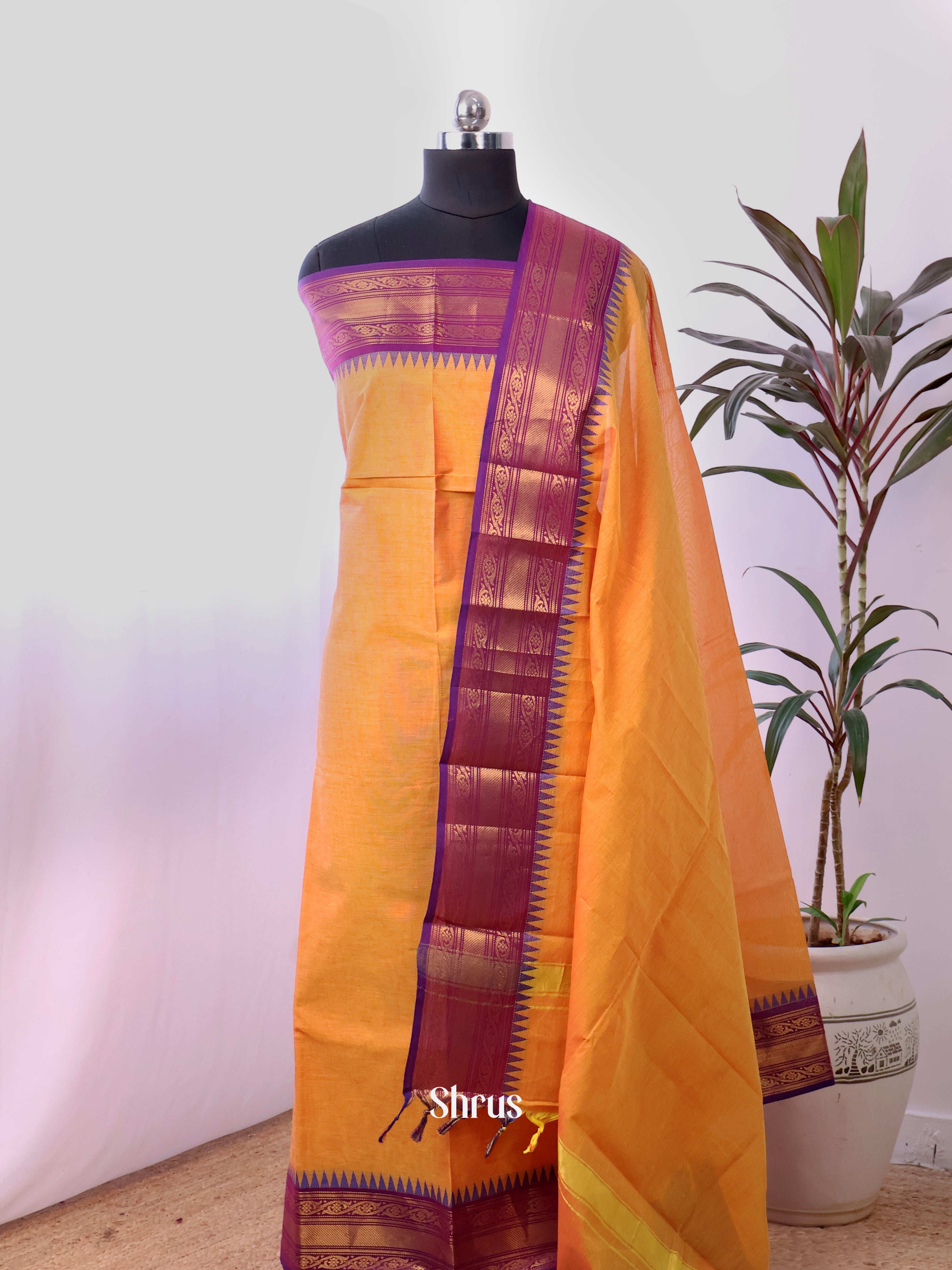 CJS14187 - chettinad top & dupatta combo