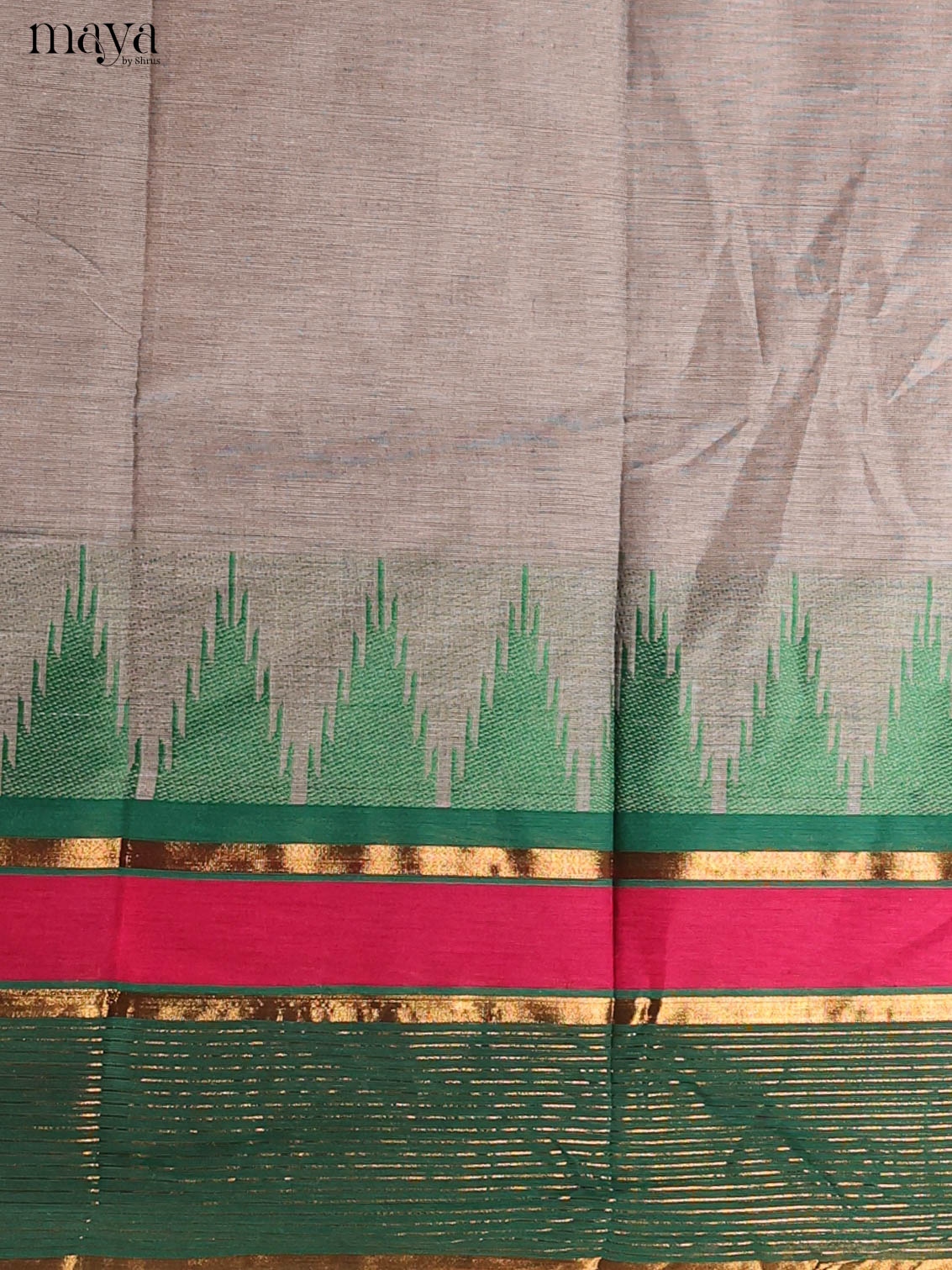 Grey & Green Chettinad Cotton Unstitched Top & Dupatta - CJS14190 - Shop on Shrus.com