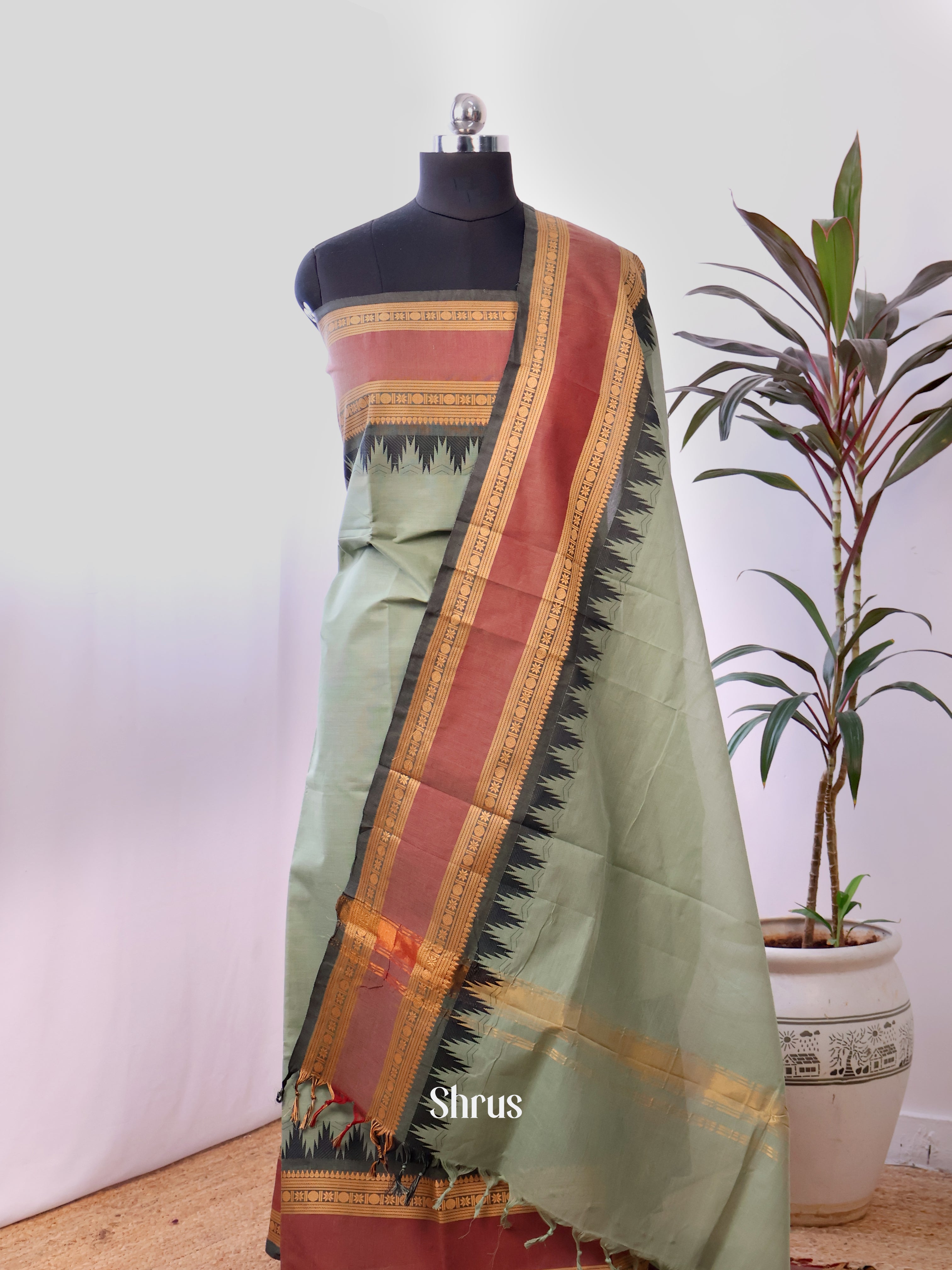 CJS14201 - chettinad top & dupatta combo