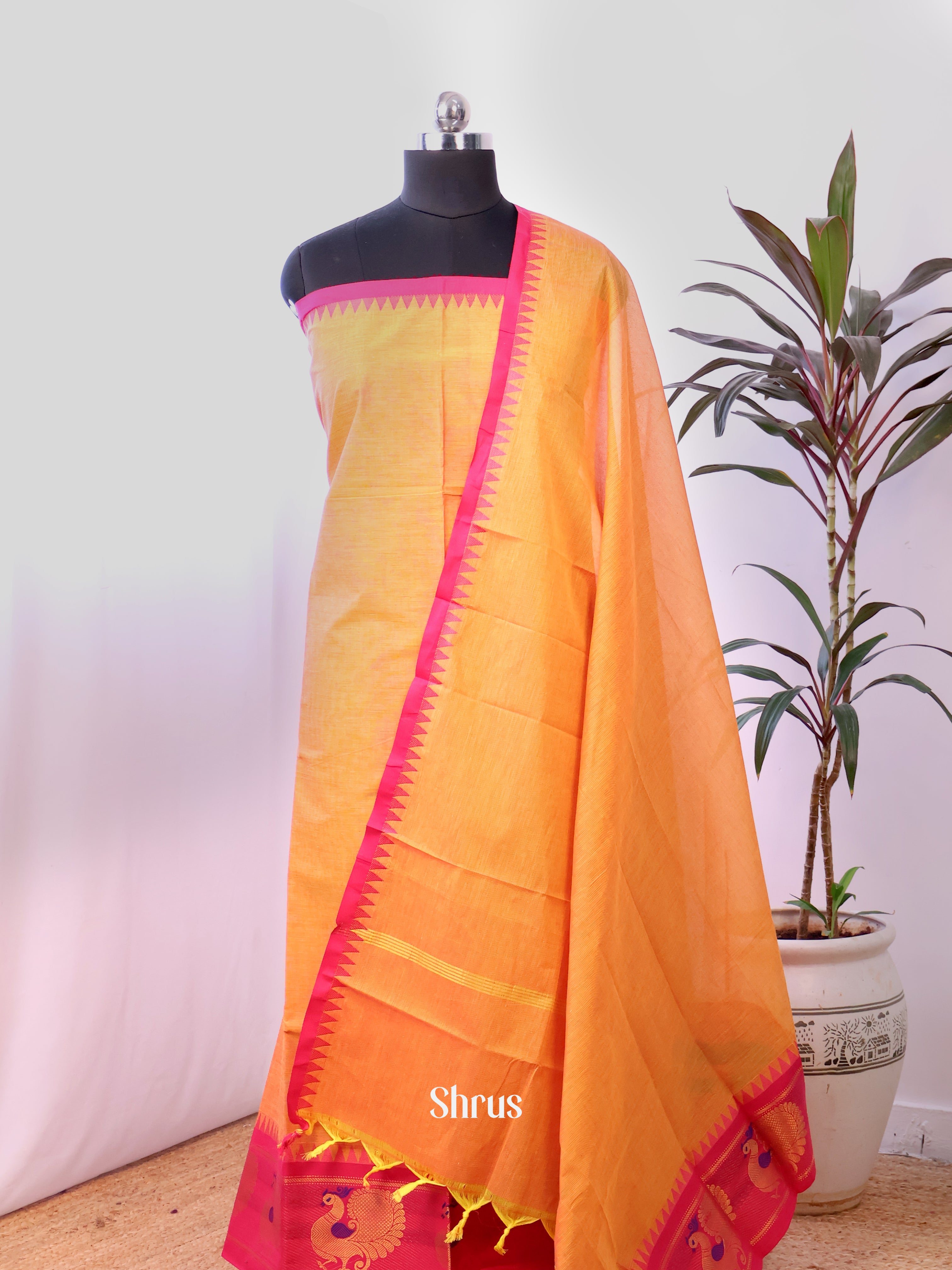 CJS14225 - chettinad top & dupatta combo