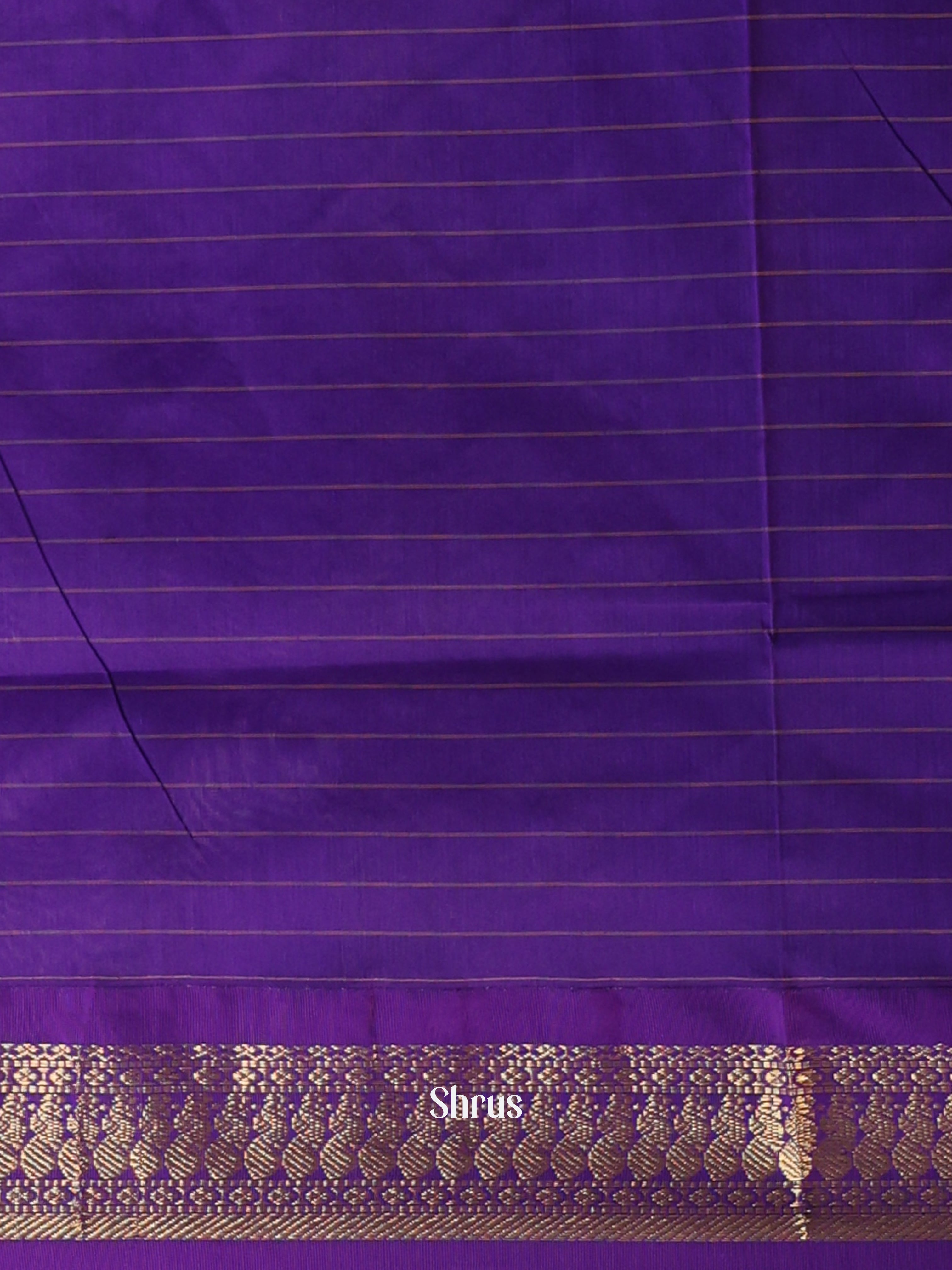 Cream & Purple- Kalyani Cotton Saree