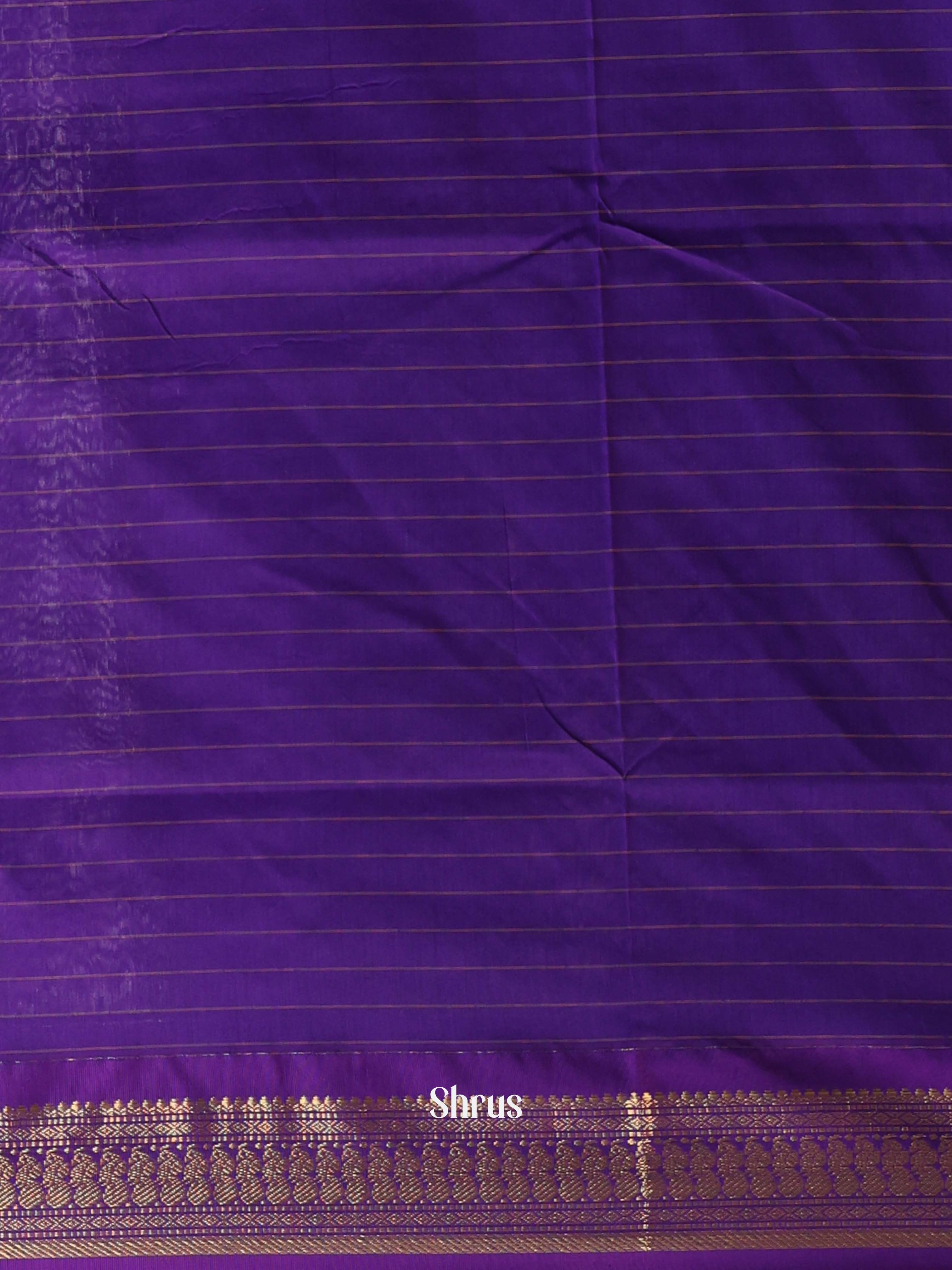 Cream & Purple - Kalyani Cotton Saree