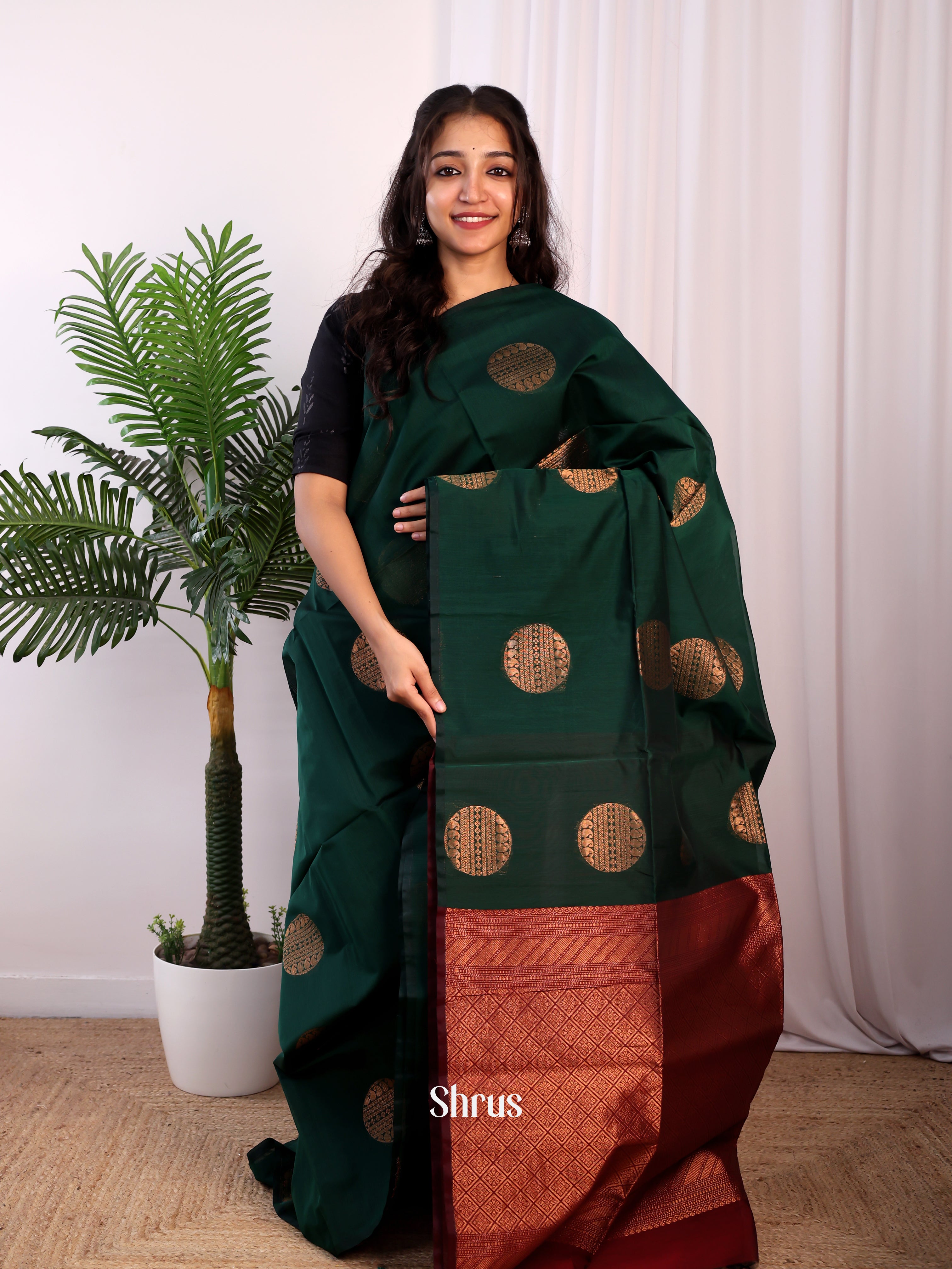 CJS17106 - Semi Silkcotton Saree - Shop on Shrus.com