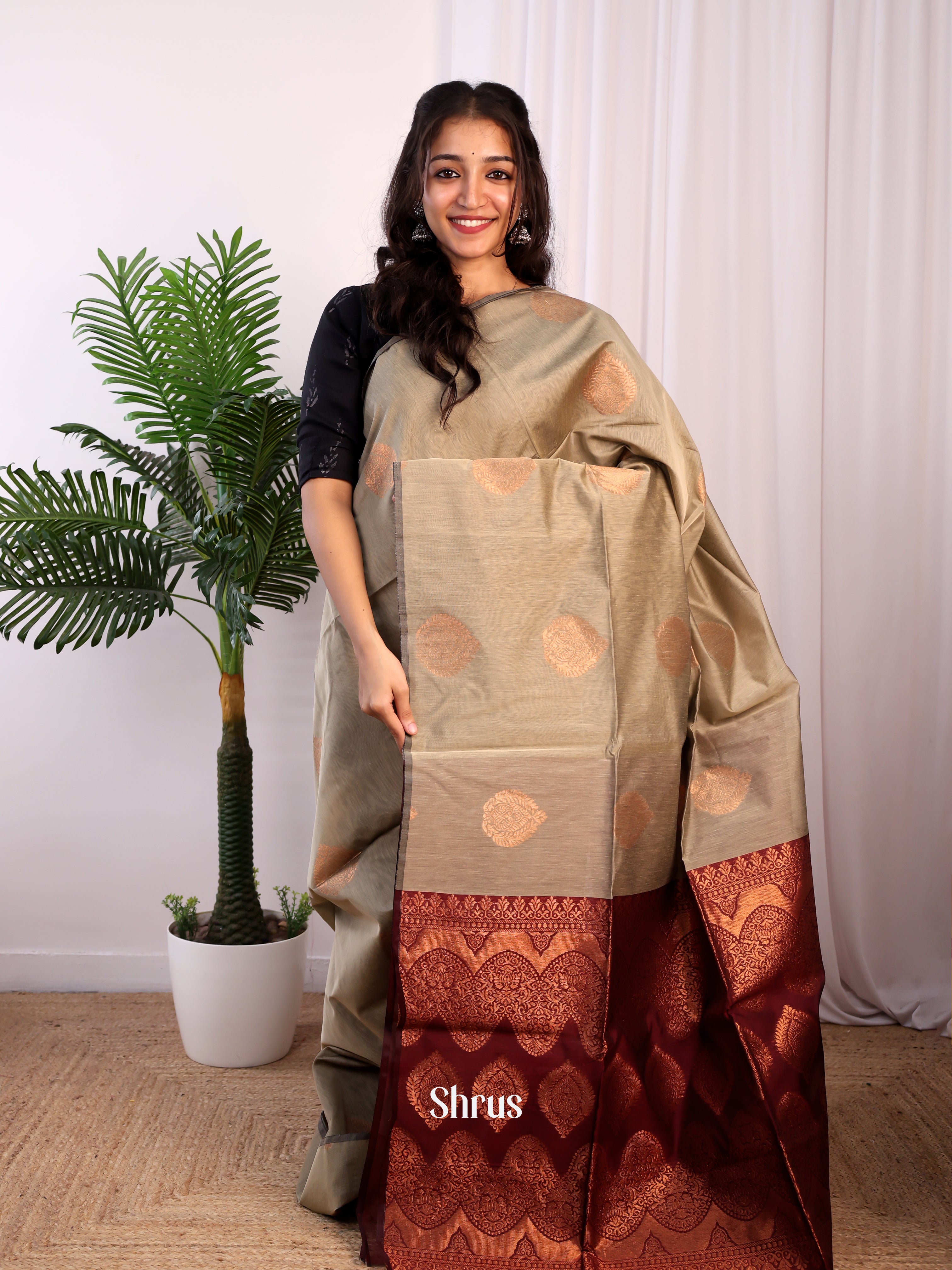 CJS17118 - Semi Silkcotton Saree - Shop on Shrus.com
