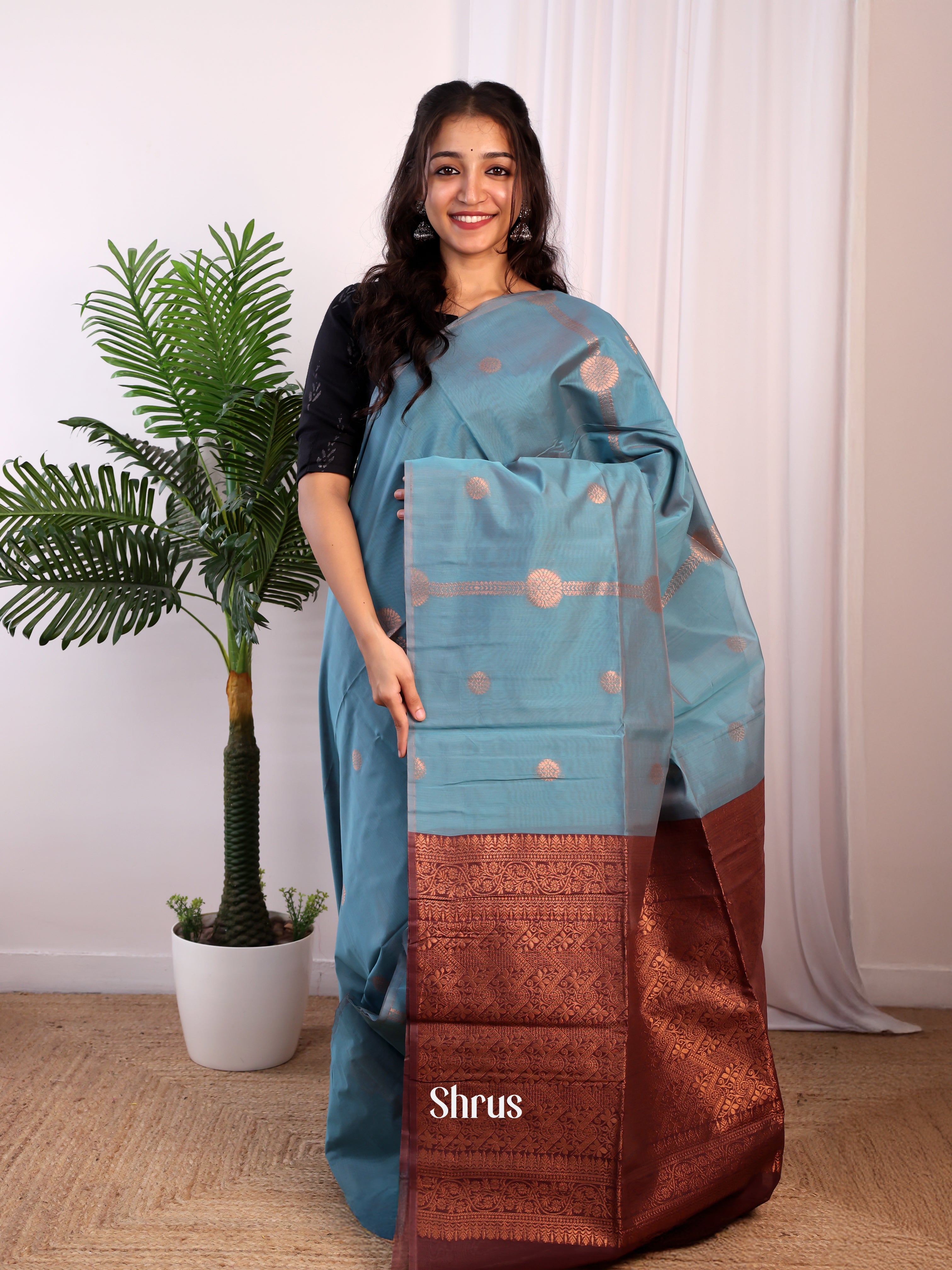 CJS17128 - Semi Silkcotton Saree - Shop on Shrus.com