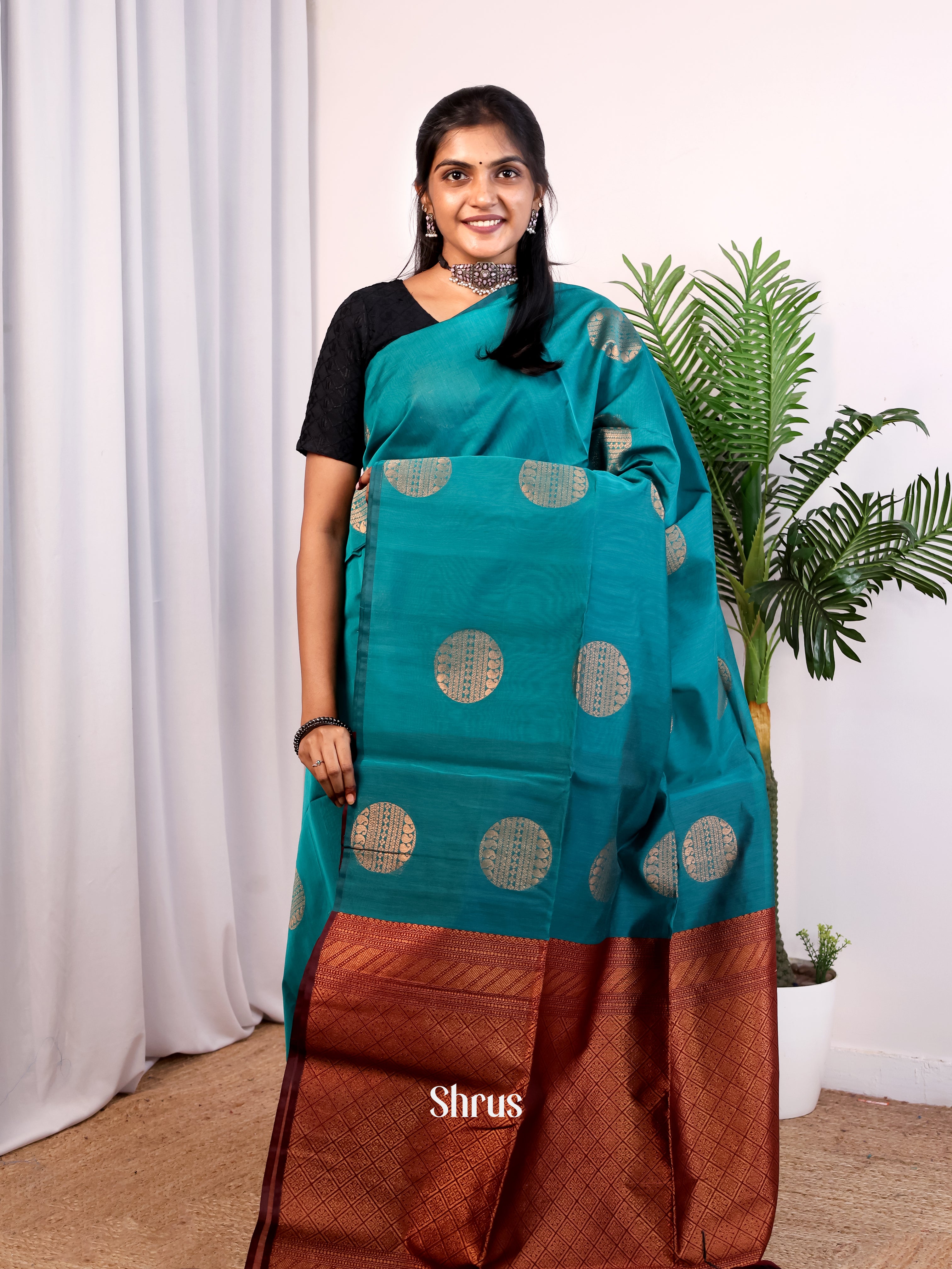 CJS17155 - Semi Silkcotton Saree - Shop on Shrus.com