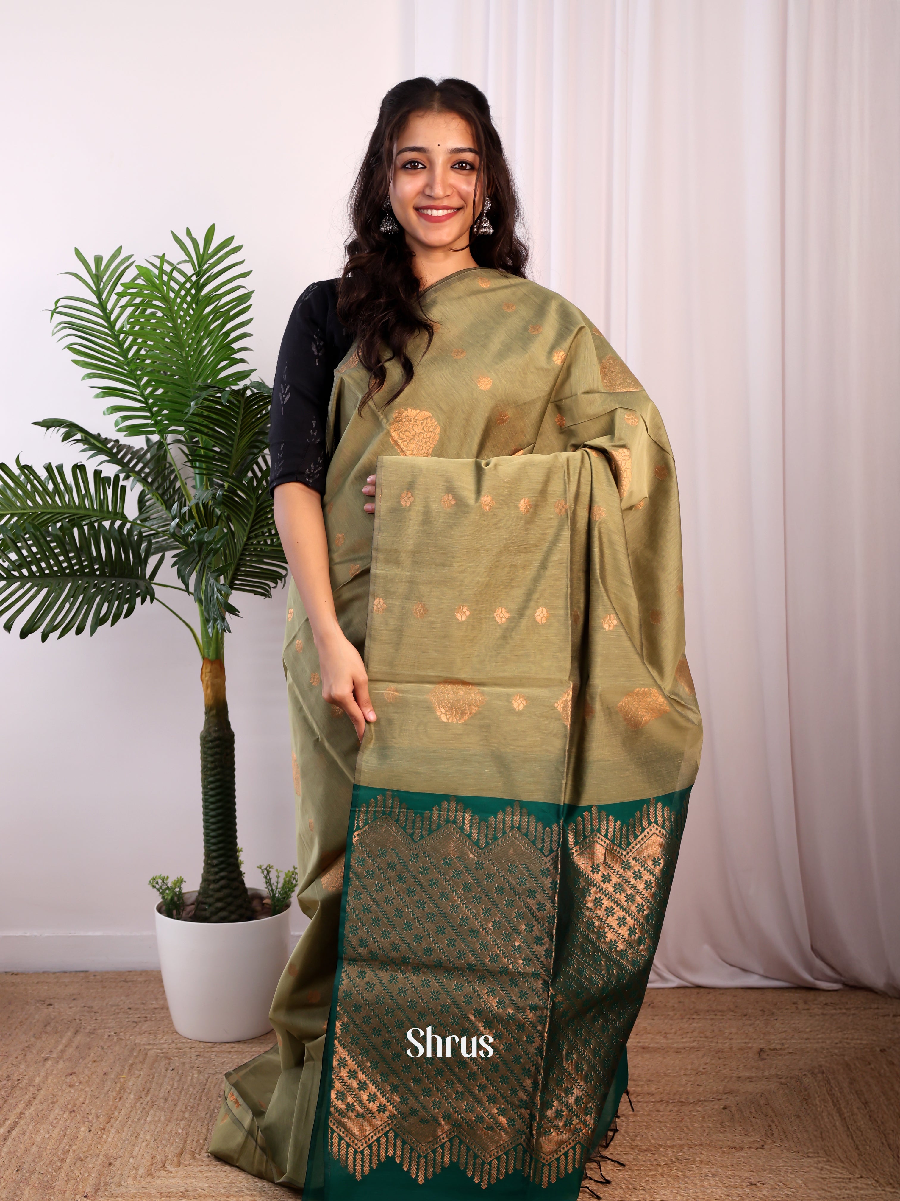 CJS17241 - Semi Silkcotton Saree - Shop on Shrus.com