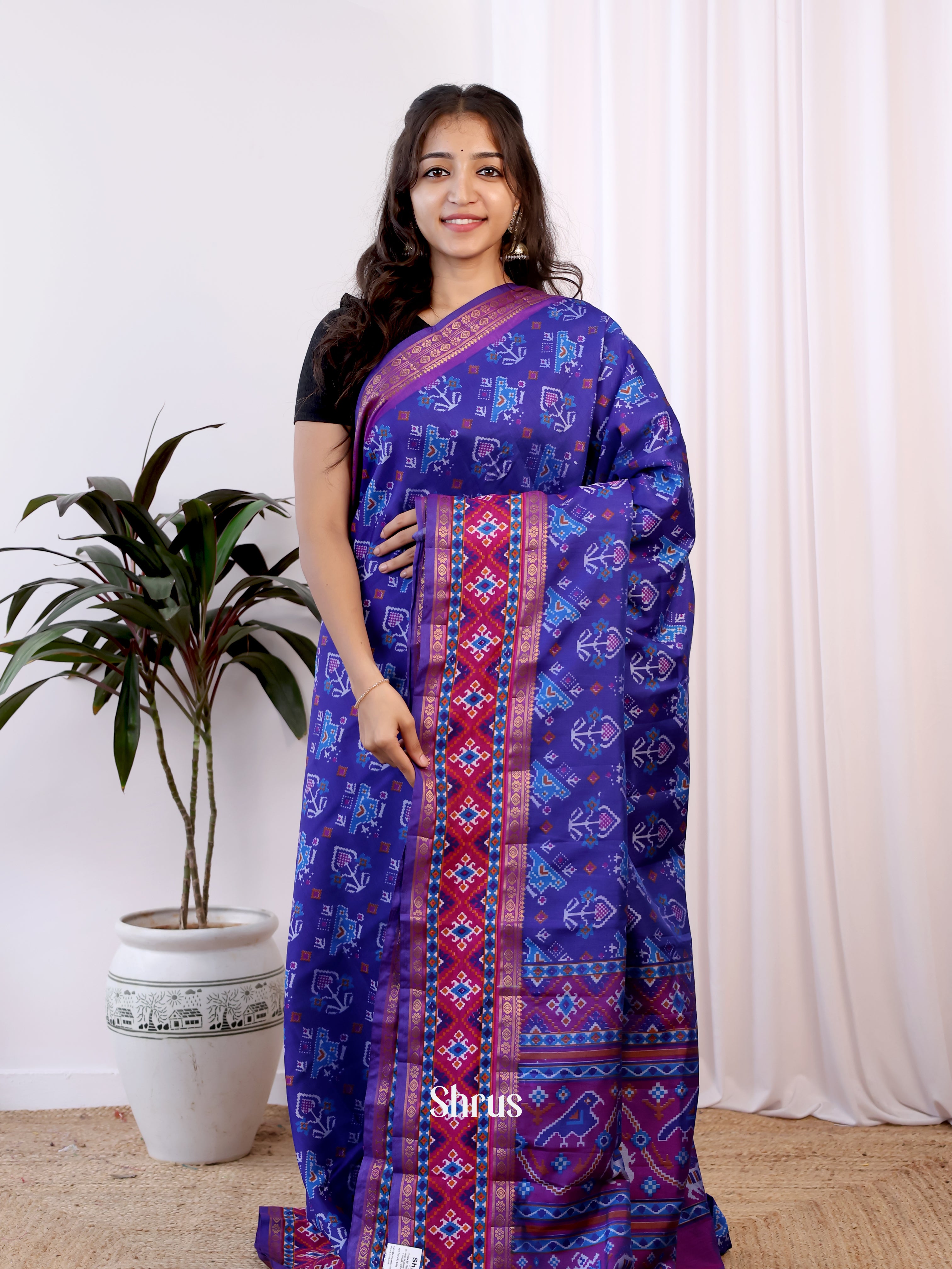 Blue & Purple- Semi Patola Saree