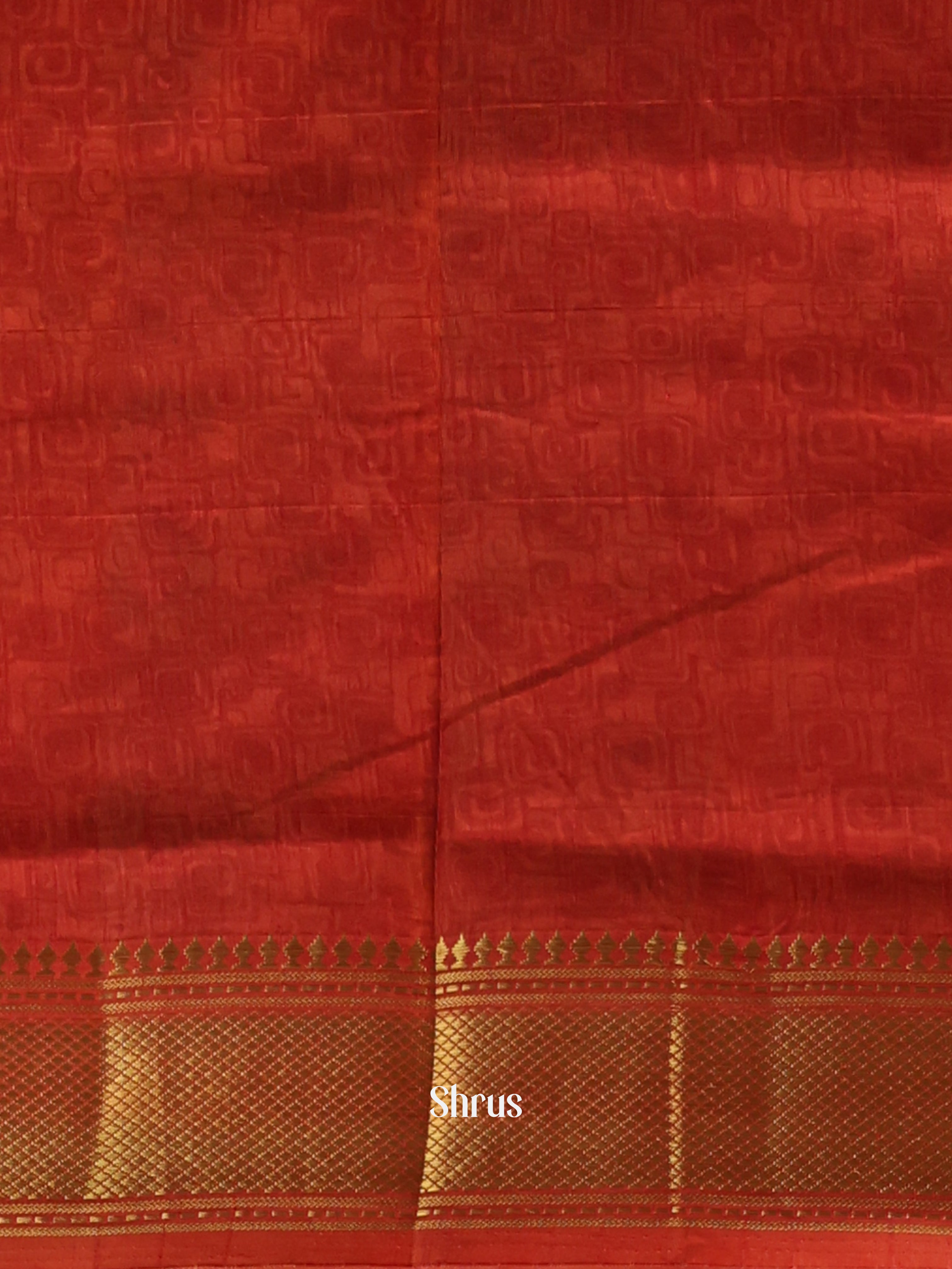 Mustard & Red - Semi Patola Saree