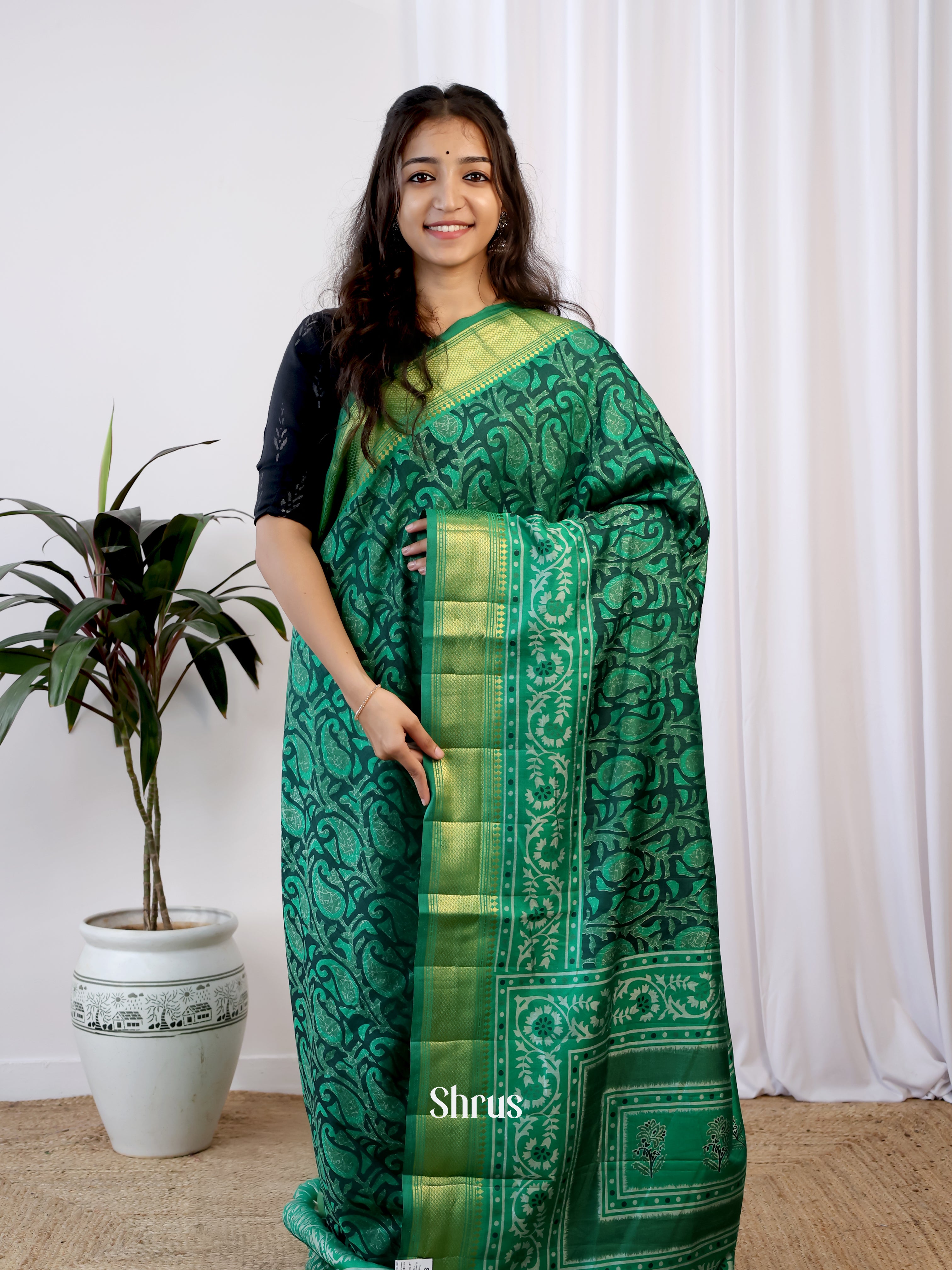 Green- Semi Patola Saree - Shop on Shrus.com