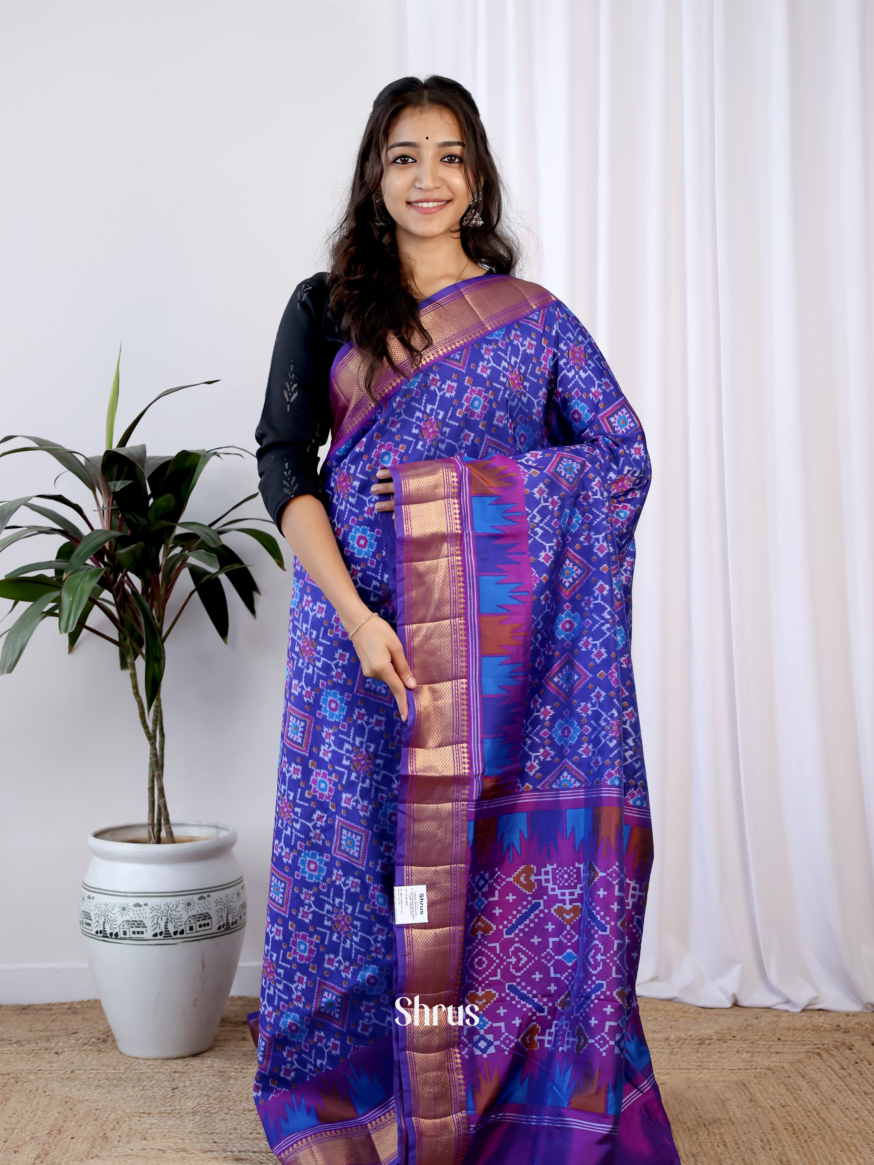 Blue & Purple- Semi Patola Saree