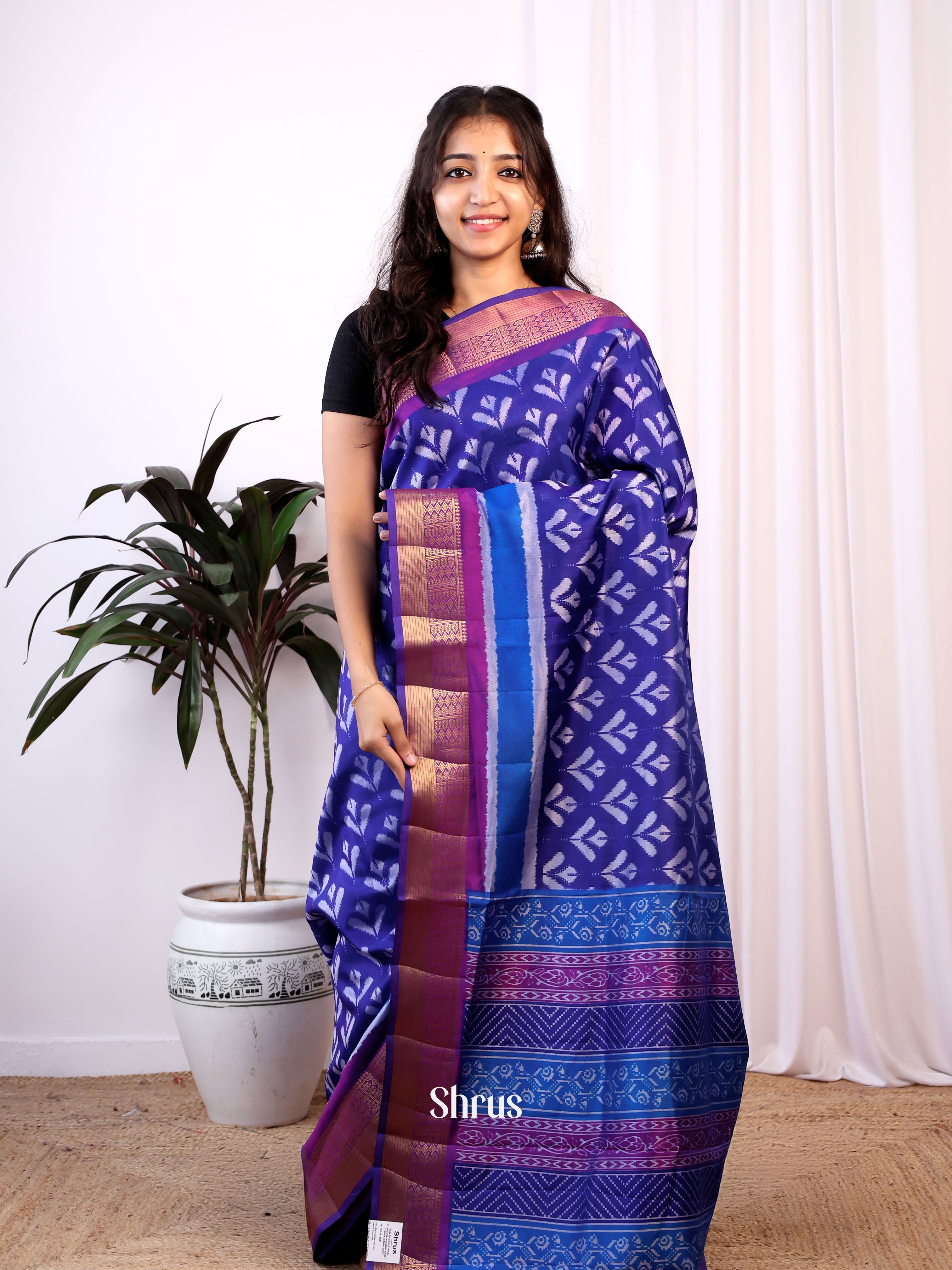 Blue & Purple- Semi Patola Saree